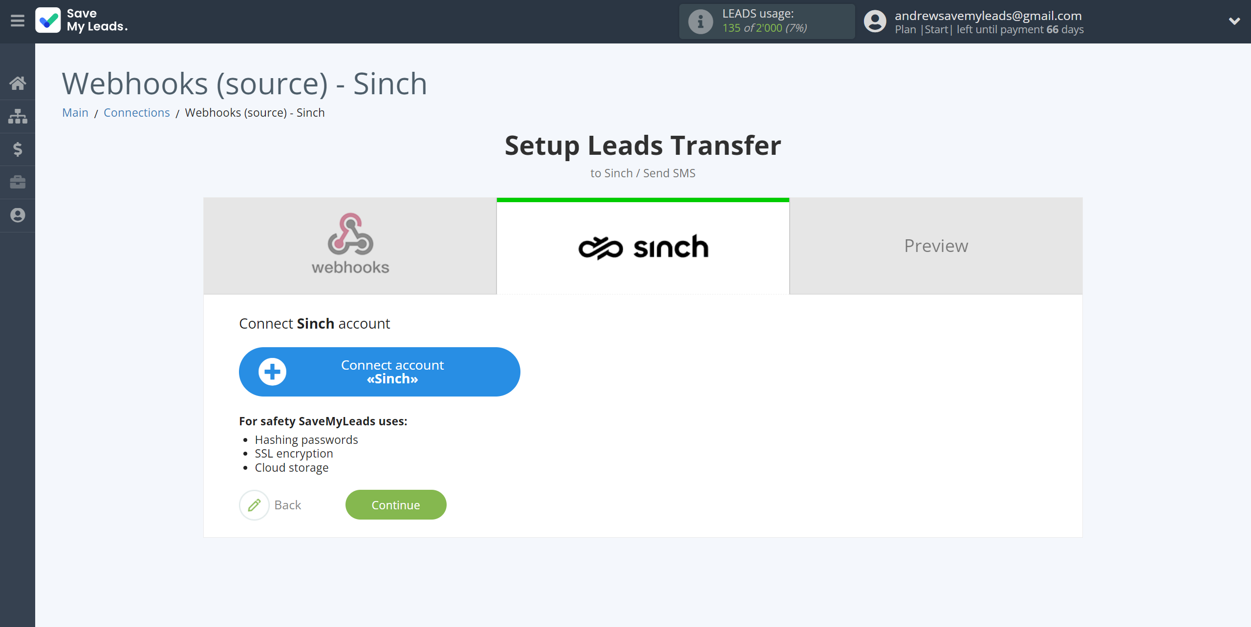 How to Connect Webhooks with Sinch | Data Destination account connection