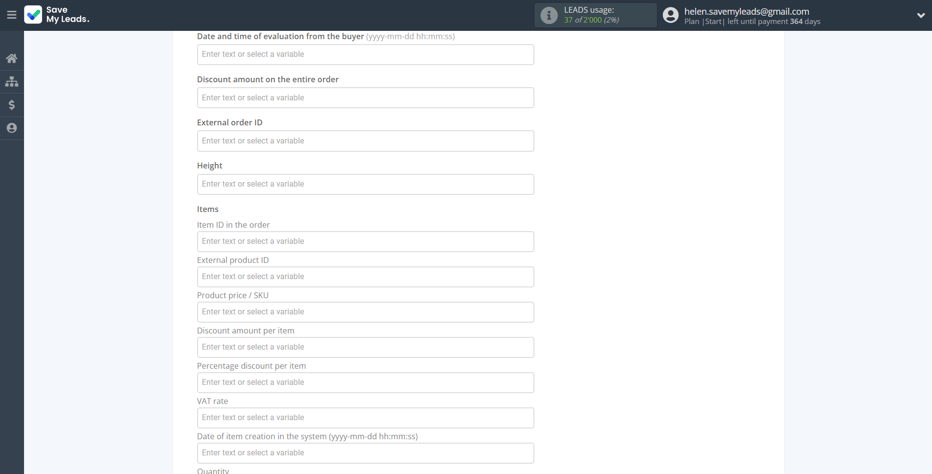 How to Connect Webhooks with Simla Create Order | Assigning fields