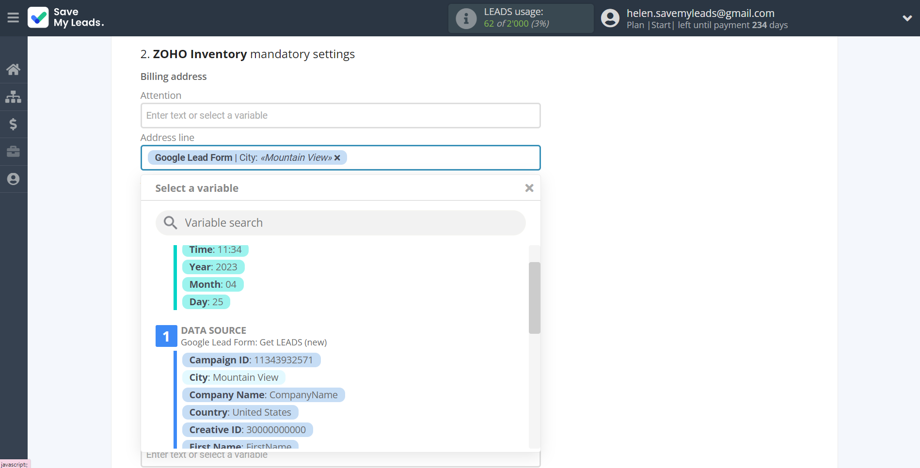 How to Connect Google Lead Form with Zoho Inventory Create Contacts | Assigning fields