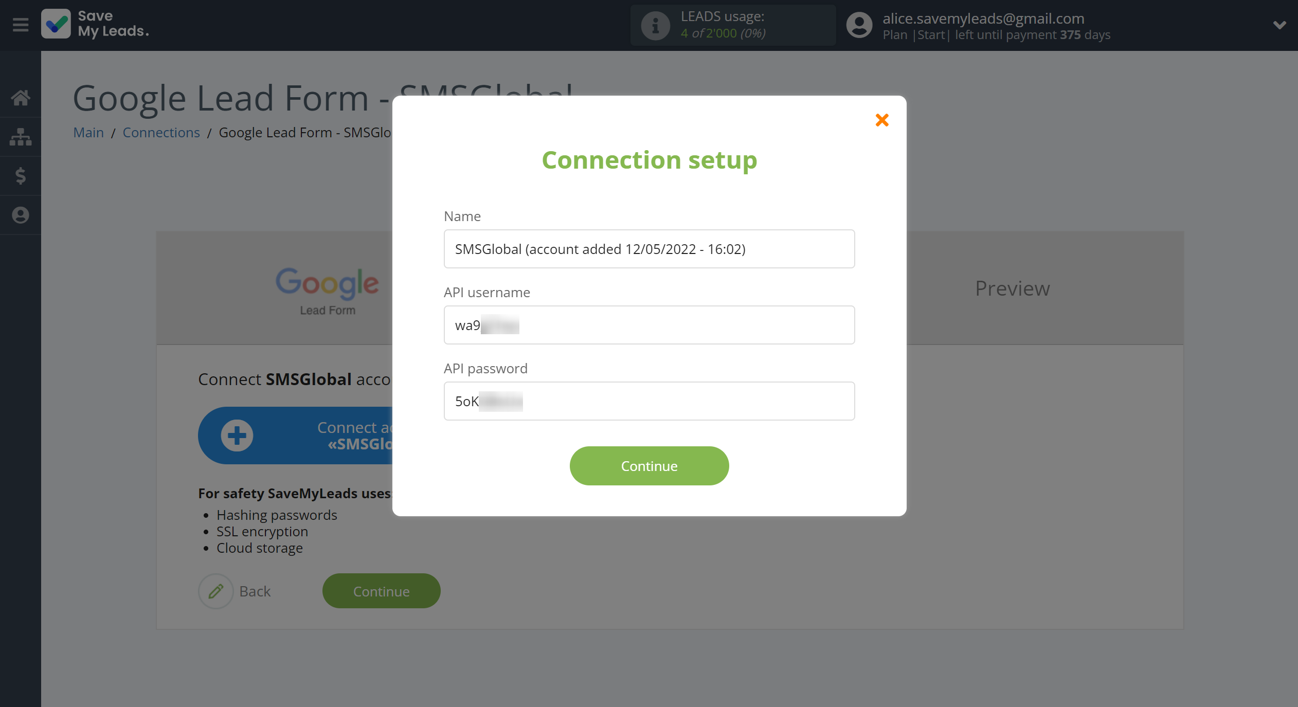 How to Connect Google Lead Form with SMSGlobal | Data Destination account connection