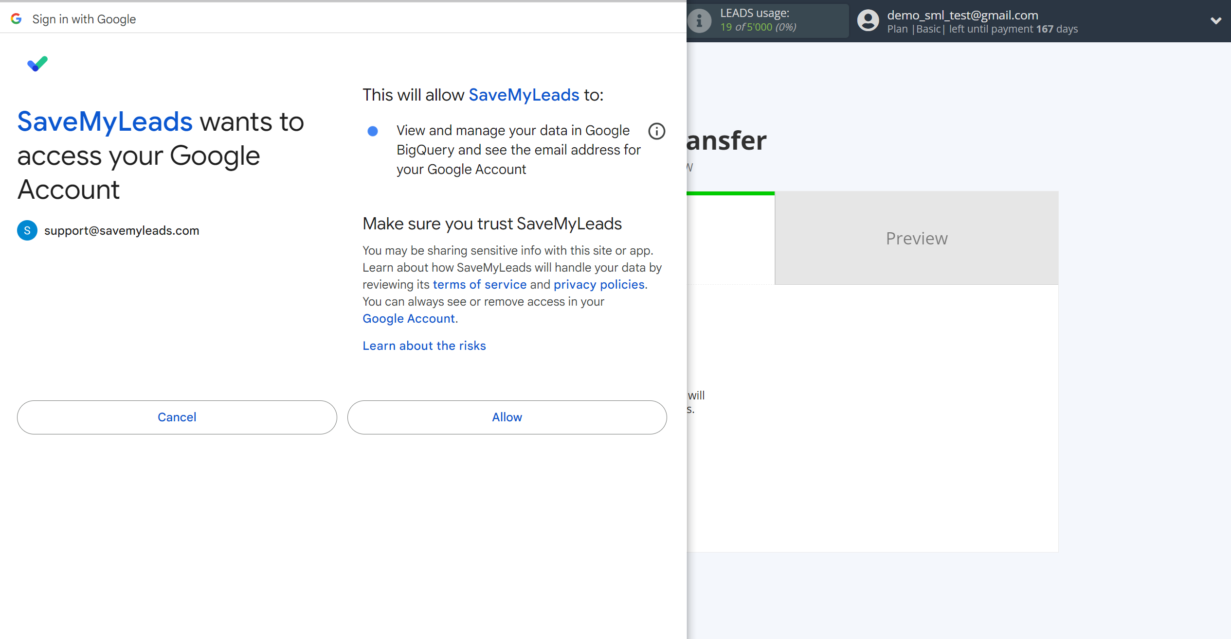 How to Connect Google Lead Form with BigQuery | Data Destination account connection