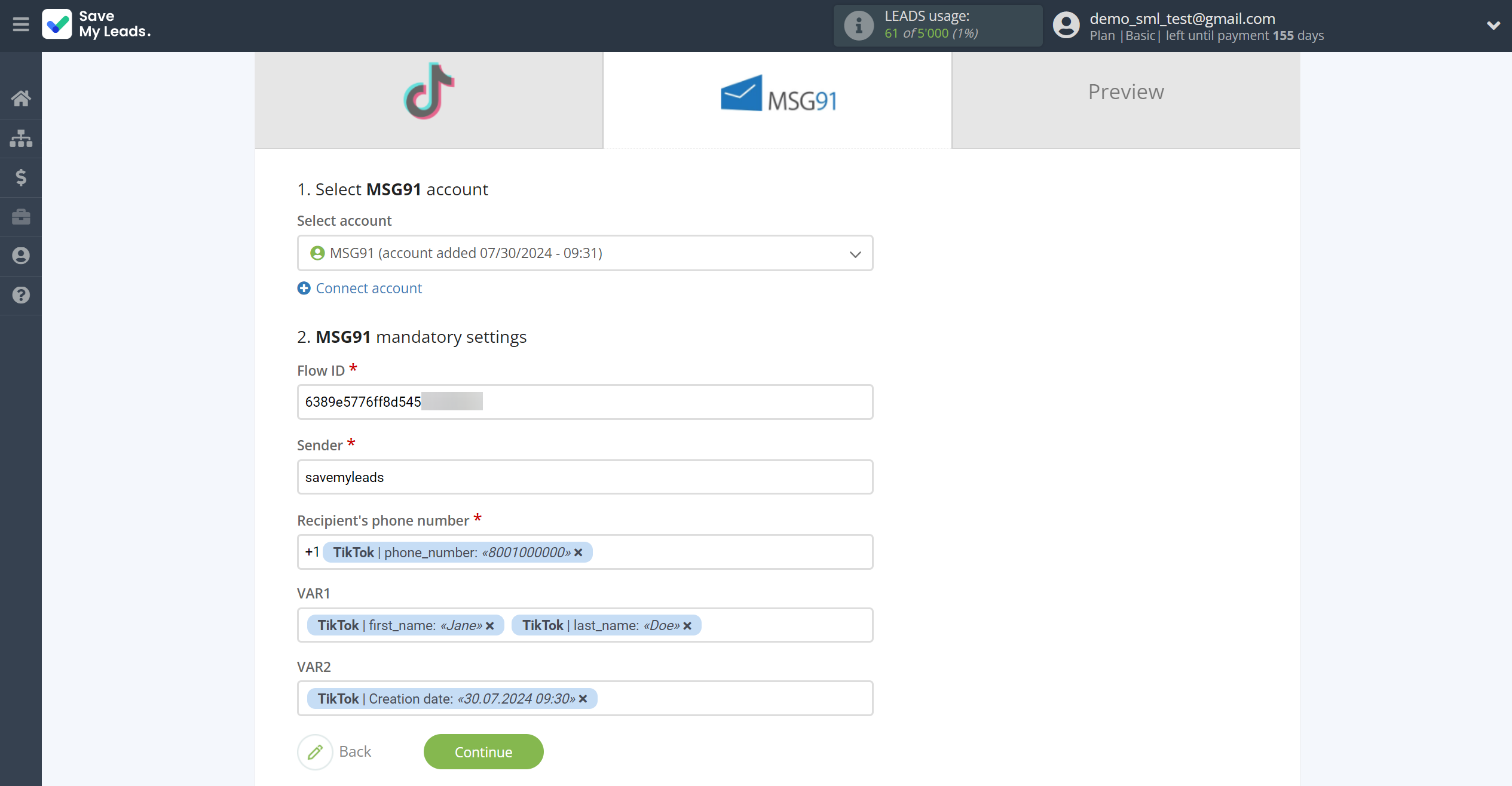 How to Connect TikTok with MSG91 Send SMS | Assigning fields