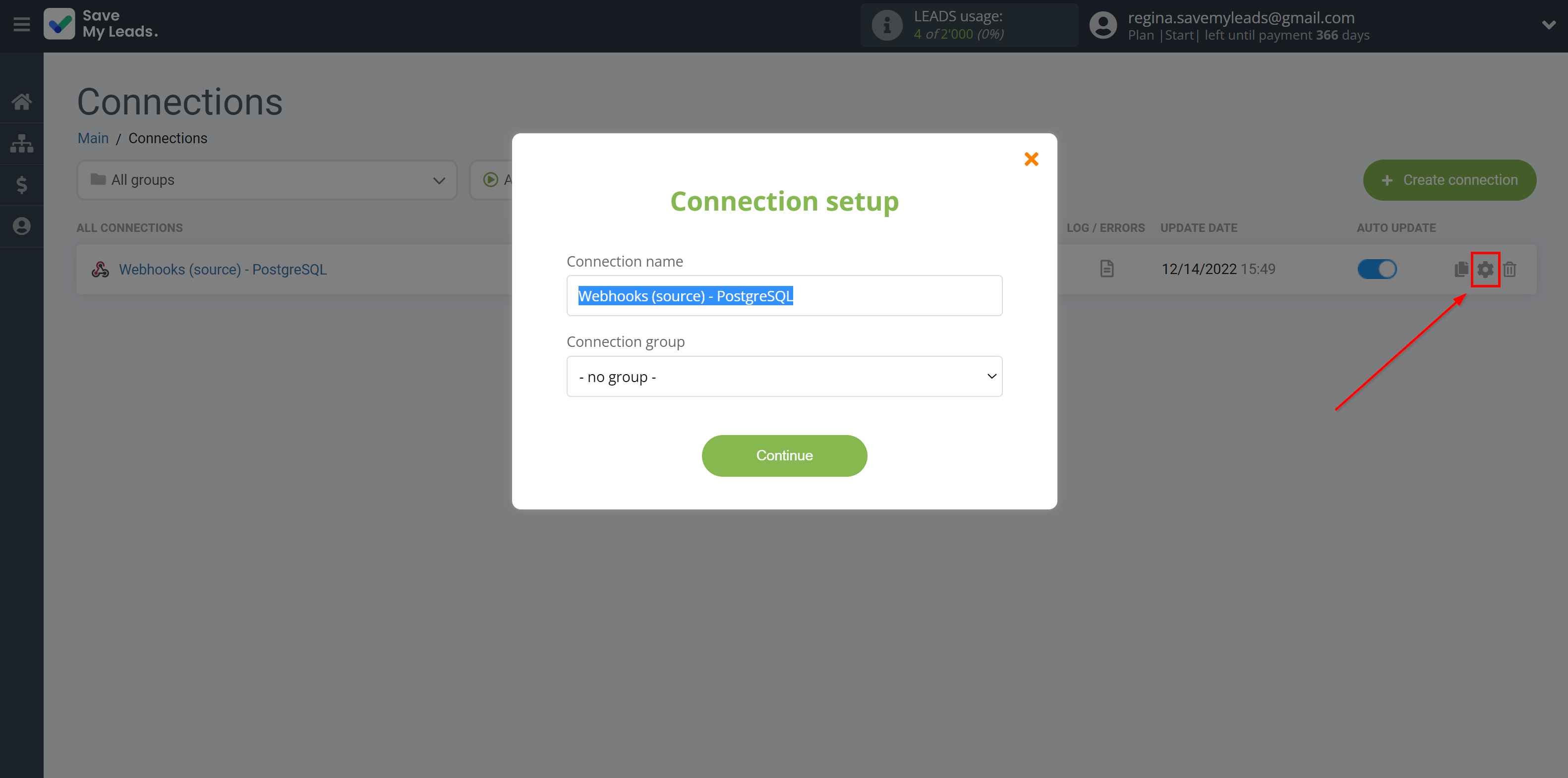 How to Connect Webhooks with PostgreSQL | Name and group connection