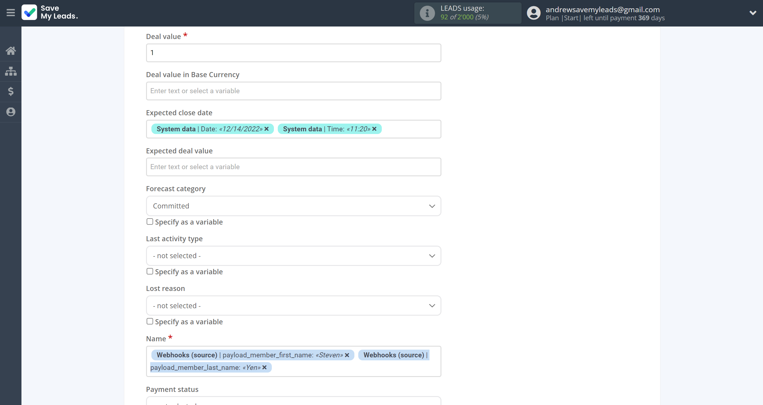 How to Connect Webhooks with Freshworks Create Deal | Assigning fields