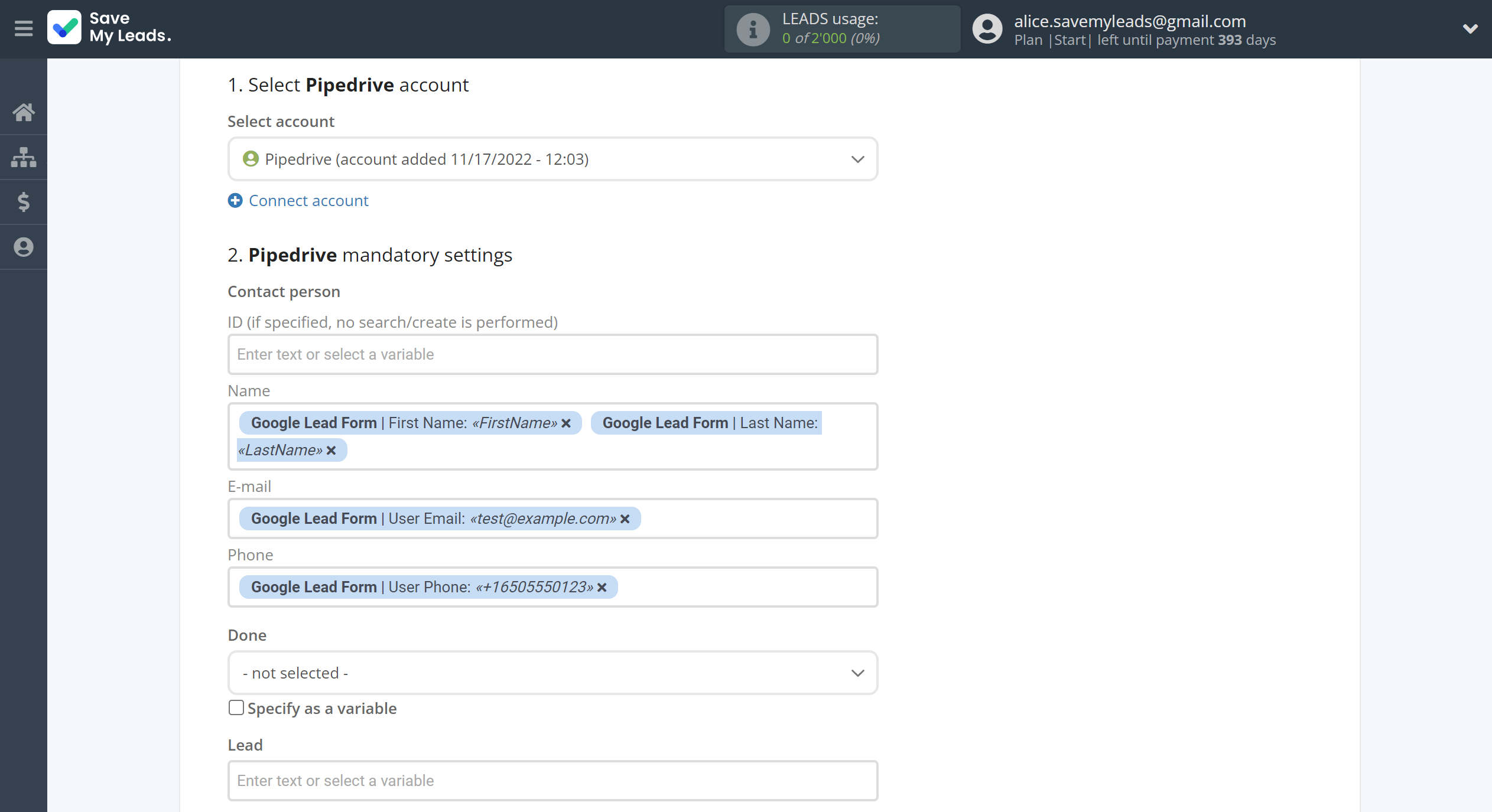 How to Connect Google Lead Form with Pipedrive Create Task | Assigning fields