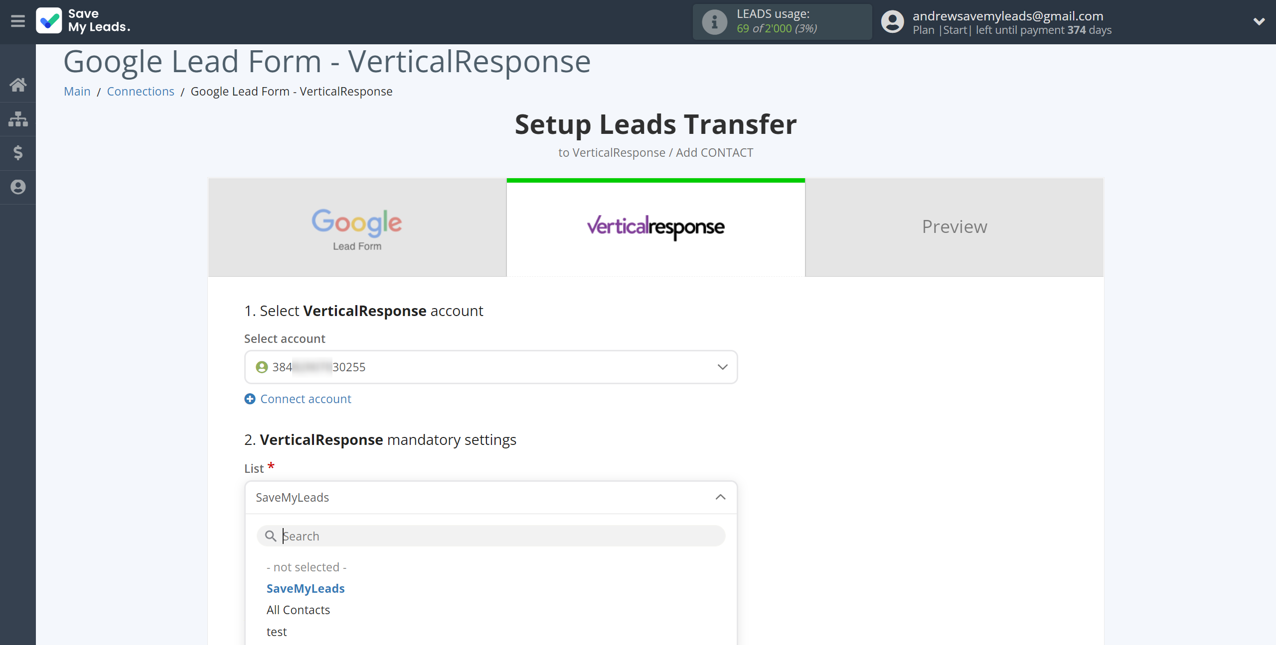 How to Connect Google Lead Form with VerticalResponse | Assigning fields