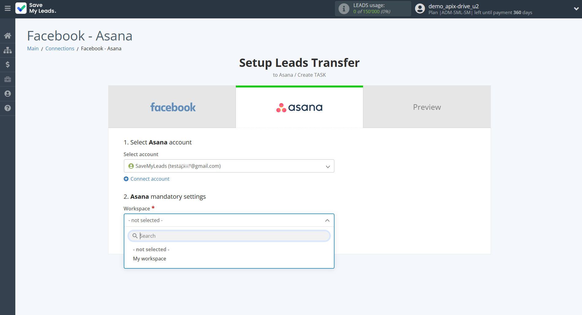 How to Connect Facebook with Asana | Assigning fields