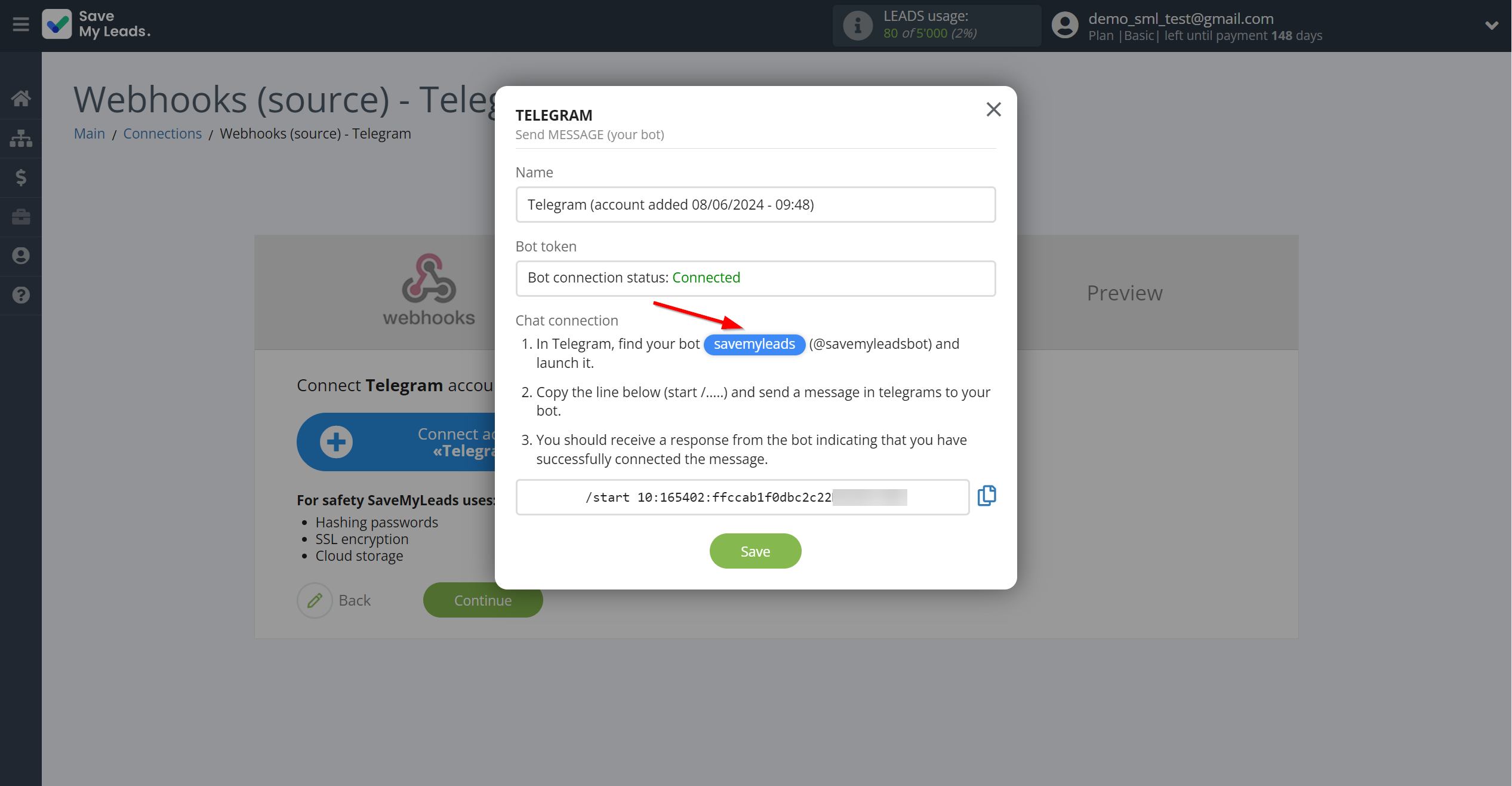 How to Connect Webhooks with Telegram (your bot) | Data Destination account connection