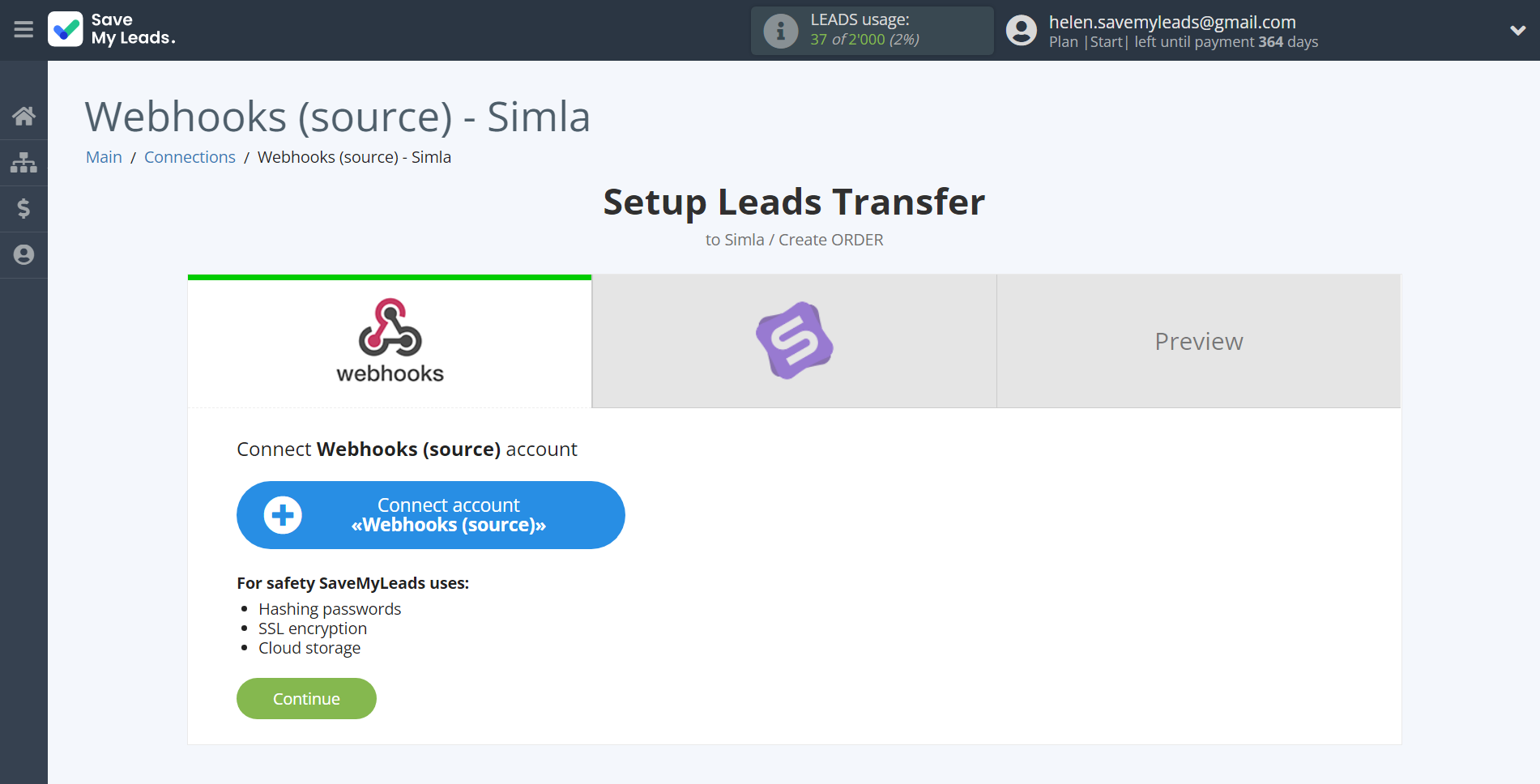 How to Connect Webhooks with Simla Create Order | Data Source account