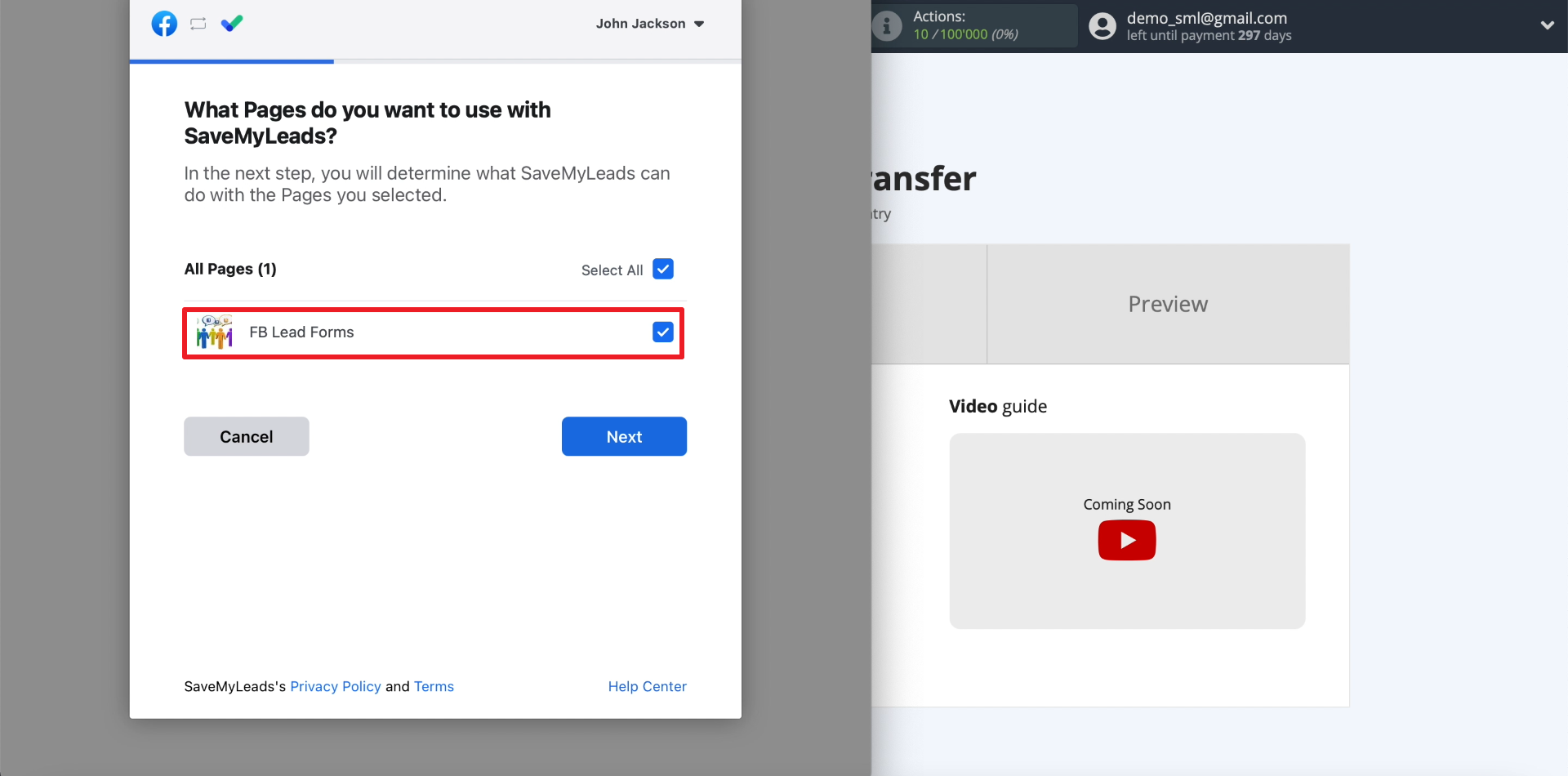 How to set up the upload of new leads from your Facebook ad account to Notion |&nbsp;Connecting Facebook bussiness page