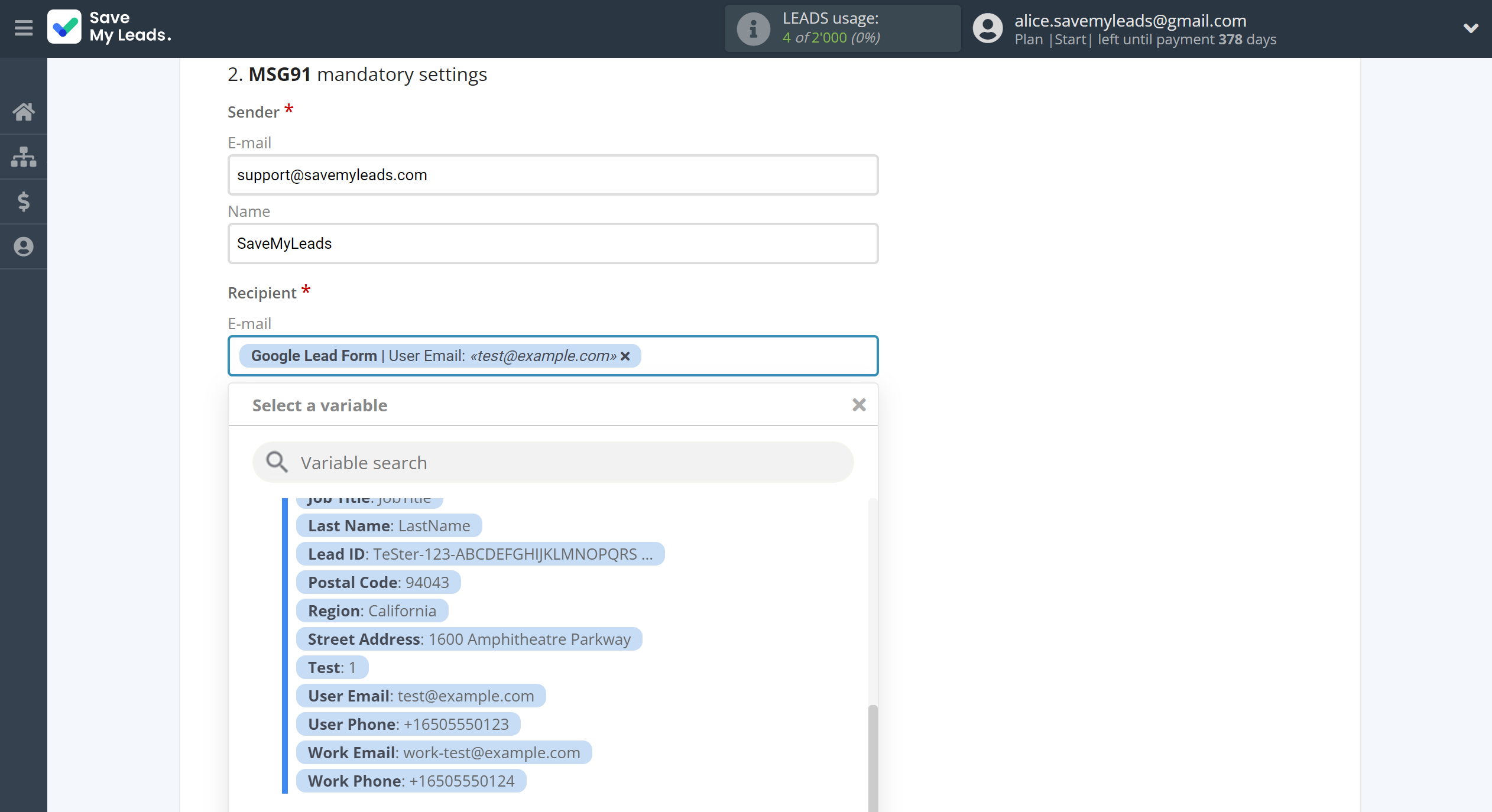 How to Connect Google Lead Form with MSG91 Send Email | Assigning fields