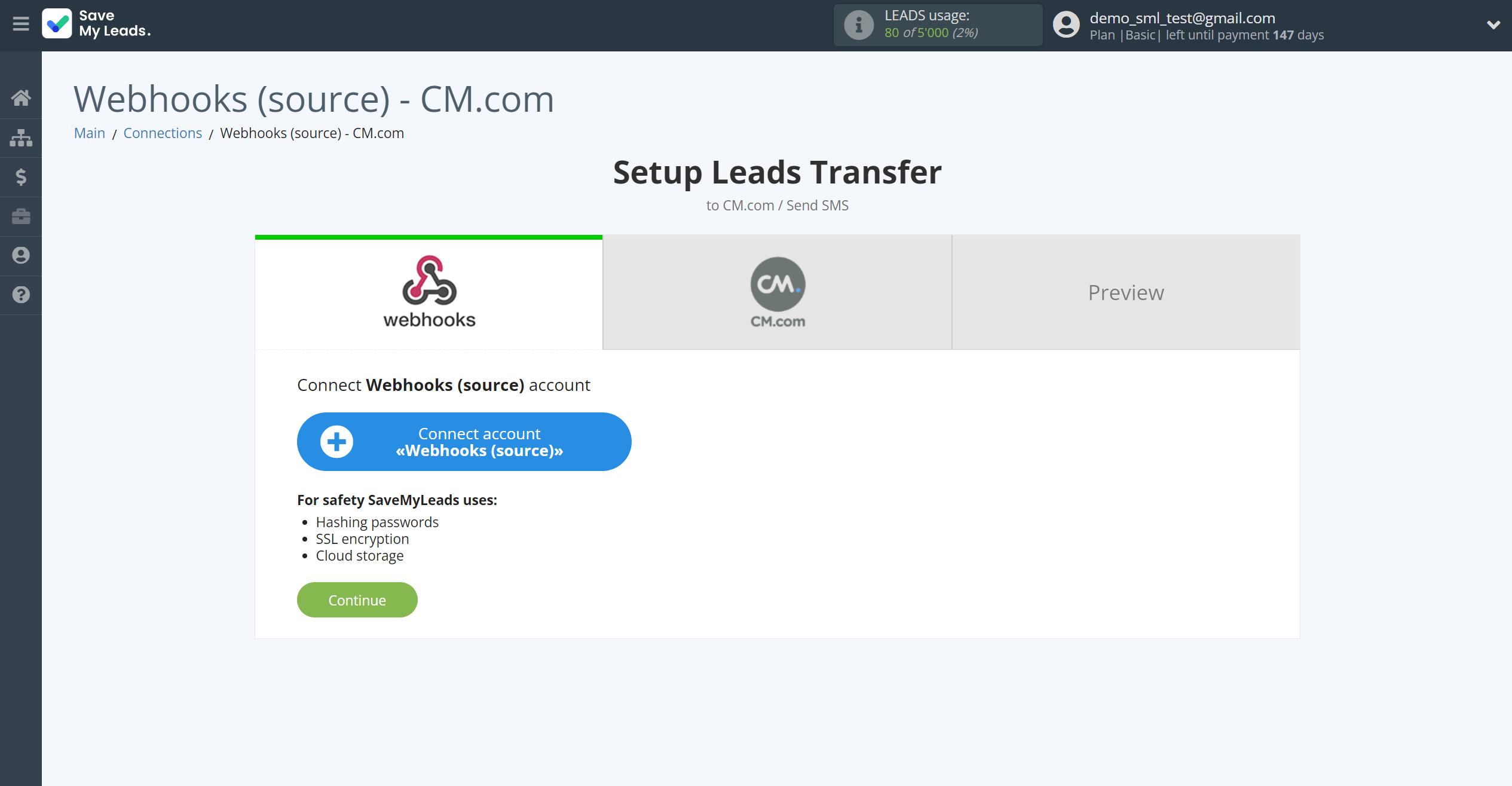 How to Connect Webhooks with CM.com | Data Source account connection