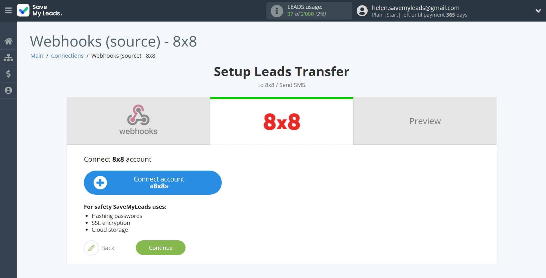 How to Connect Webhooks with 8x8 | Data Destination account connection