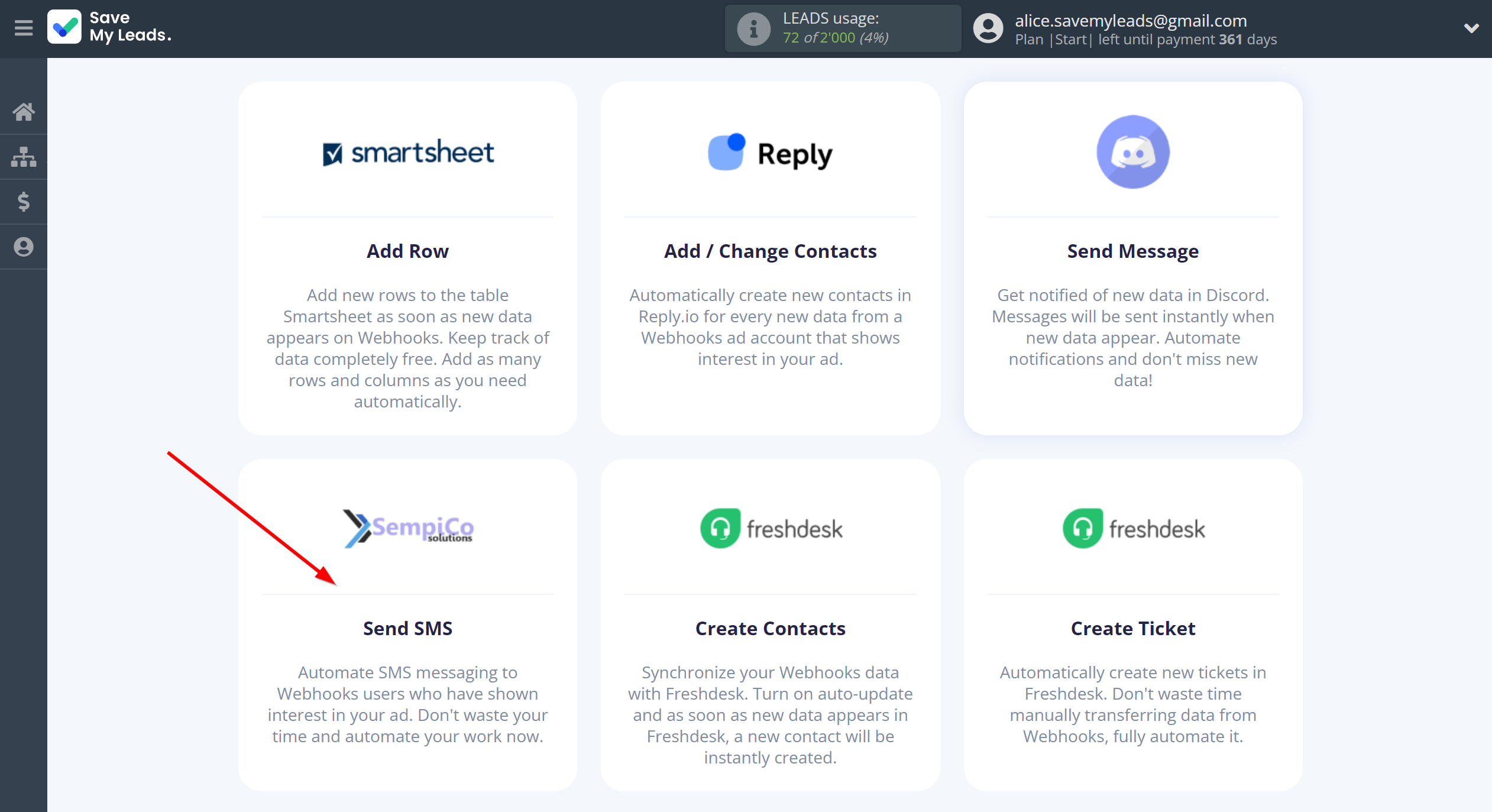 How to Connect Webhooks with Sempico Solutions | Data Destination system selection