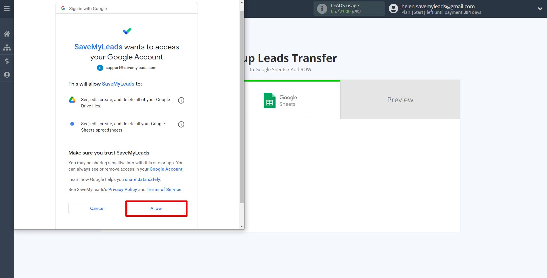 How to Connect Google Lead Form with Google Sheets |&nbsp;Data Destination account connection