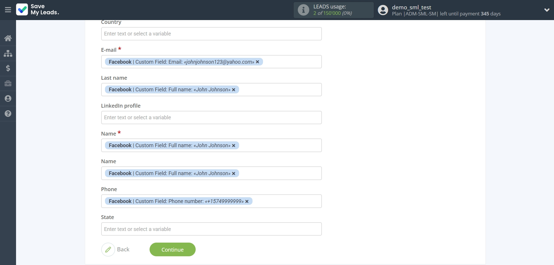 How to Connect Facebook  with Reply.io | Assigning fields How to Connect Facebook  with Reply.io | Assigning fields