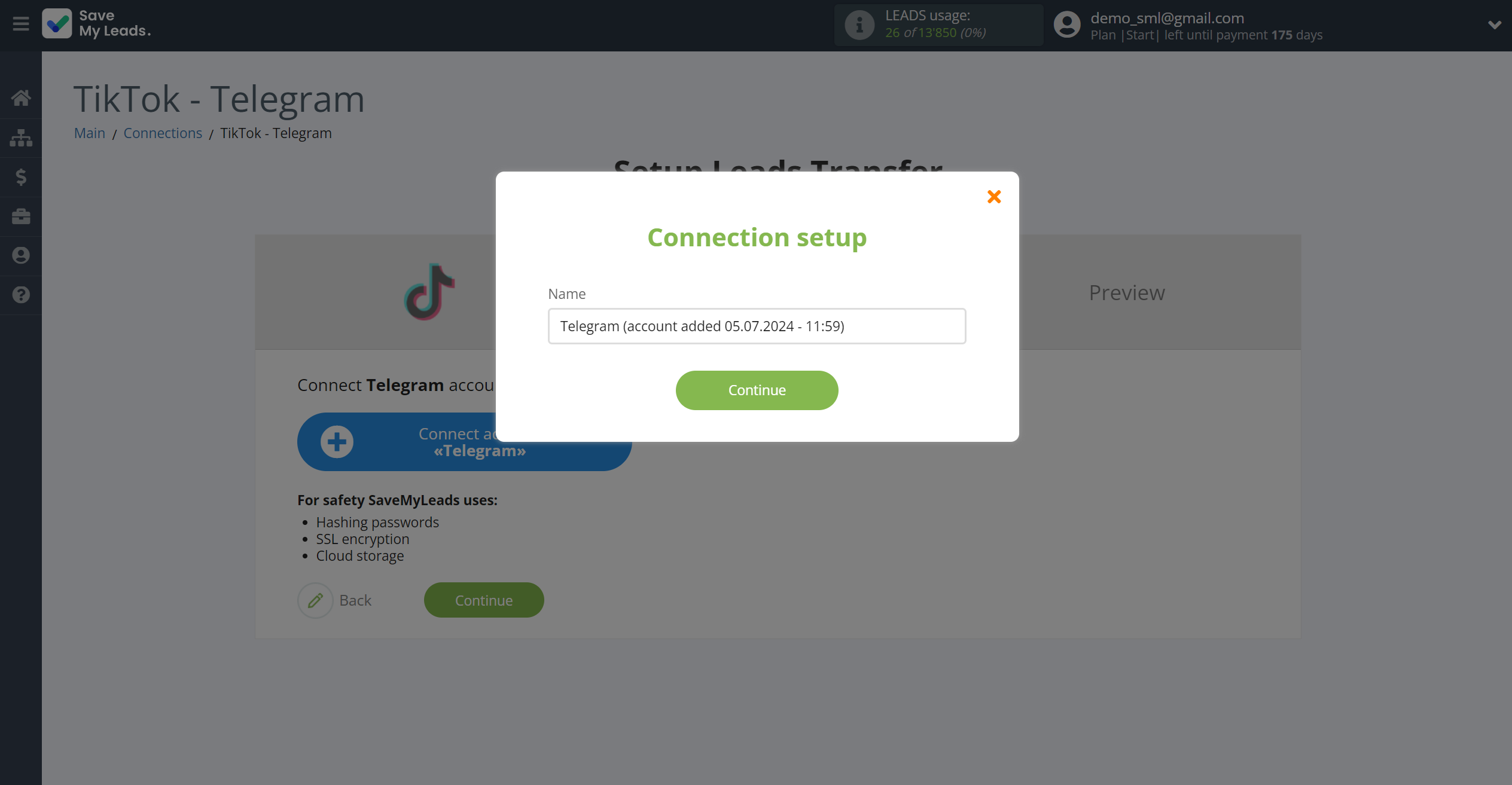 How to Connect TikTok with Telegram | Data Destination account connection