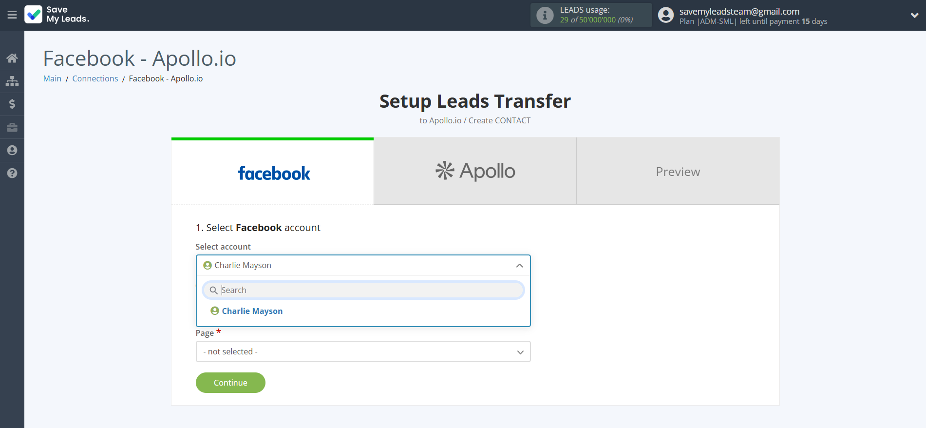How to Connect Facebook with Apollo.io Create Contacts | Data Source account selection How to Connect Facebook with Apollo.io Create Contacts | Data Source account selection