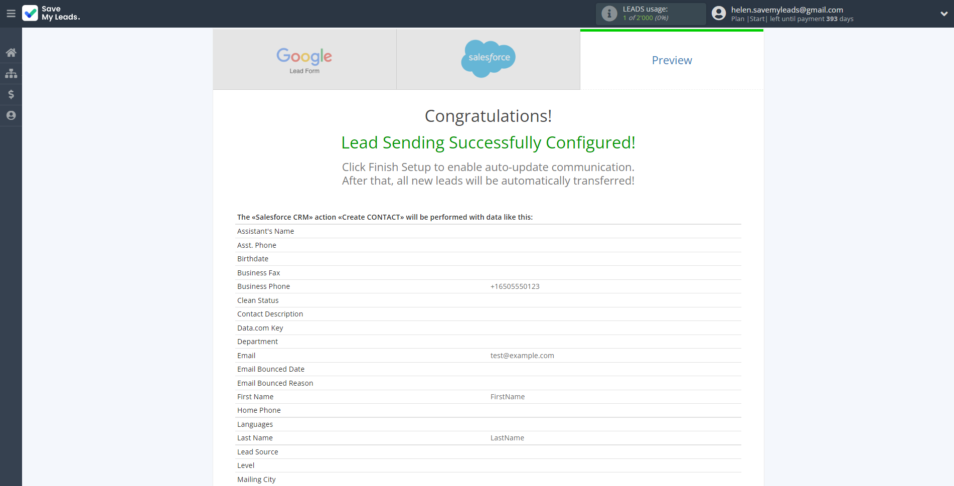 How to Connect Google Lead Form with Salesforce CRM Create Contacts | Test data