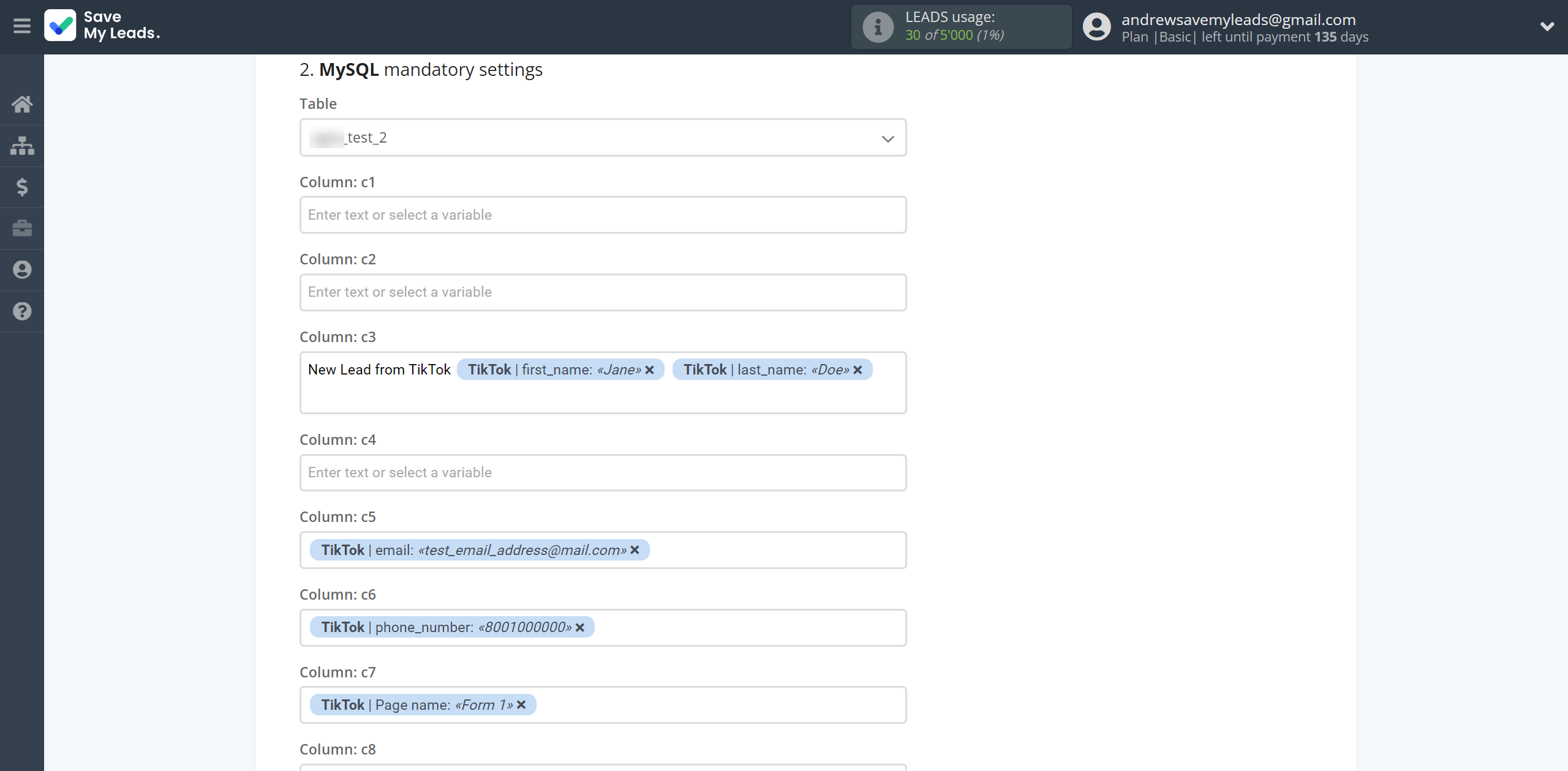 How to Connect TikTok with MySQL | Assigning fields