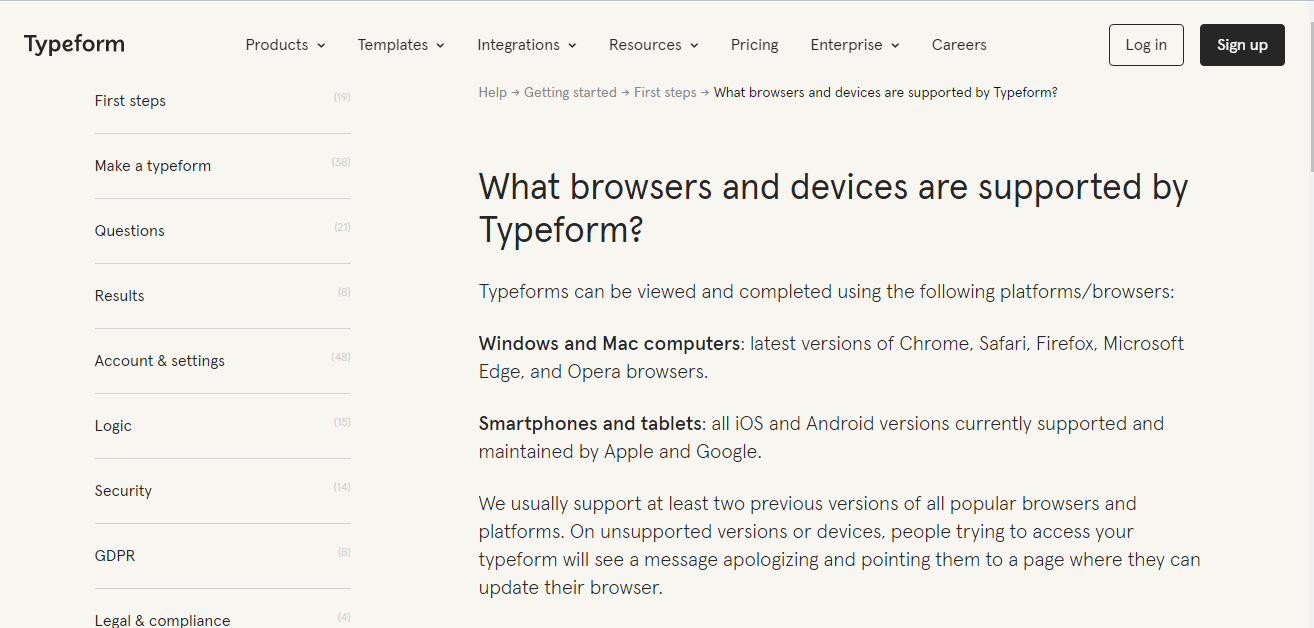 Typeform vs Google Forms | Typeform Browser Compatibility