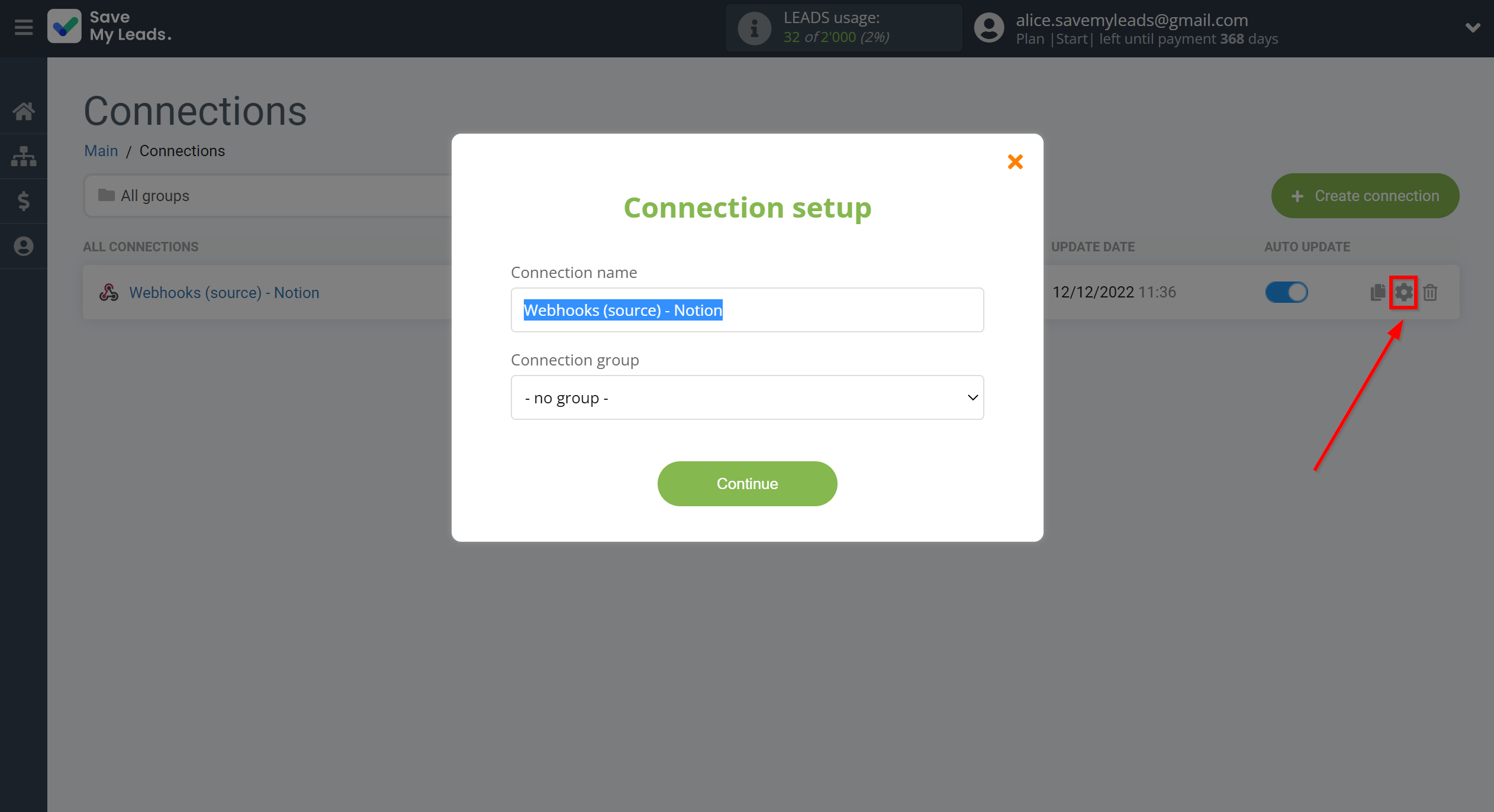 How to Connect Webhooks with Notion | Name and group connection
