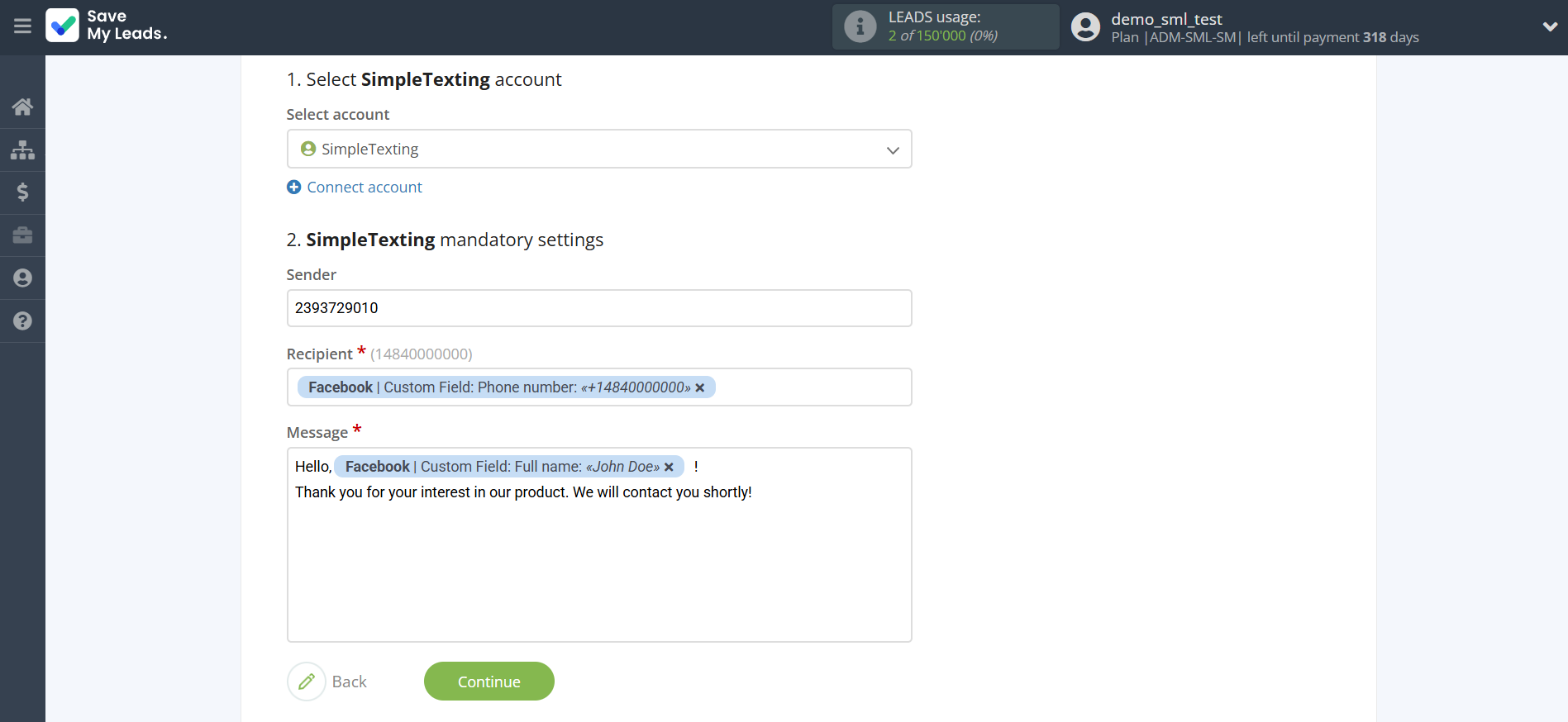 How to Connect Facebook with SimpleTexting | Assigning fields How to Connect Facebook with SimpleTexting | Assigning fields