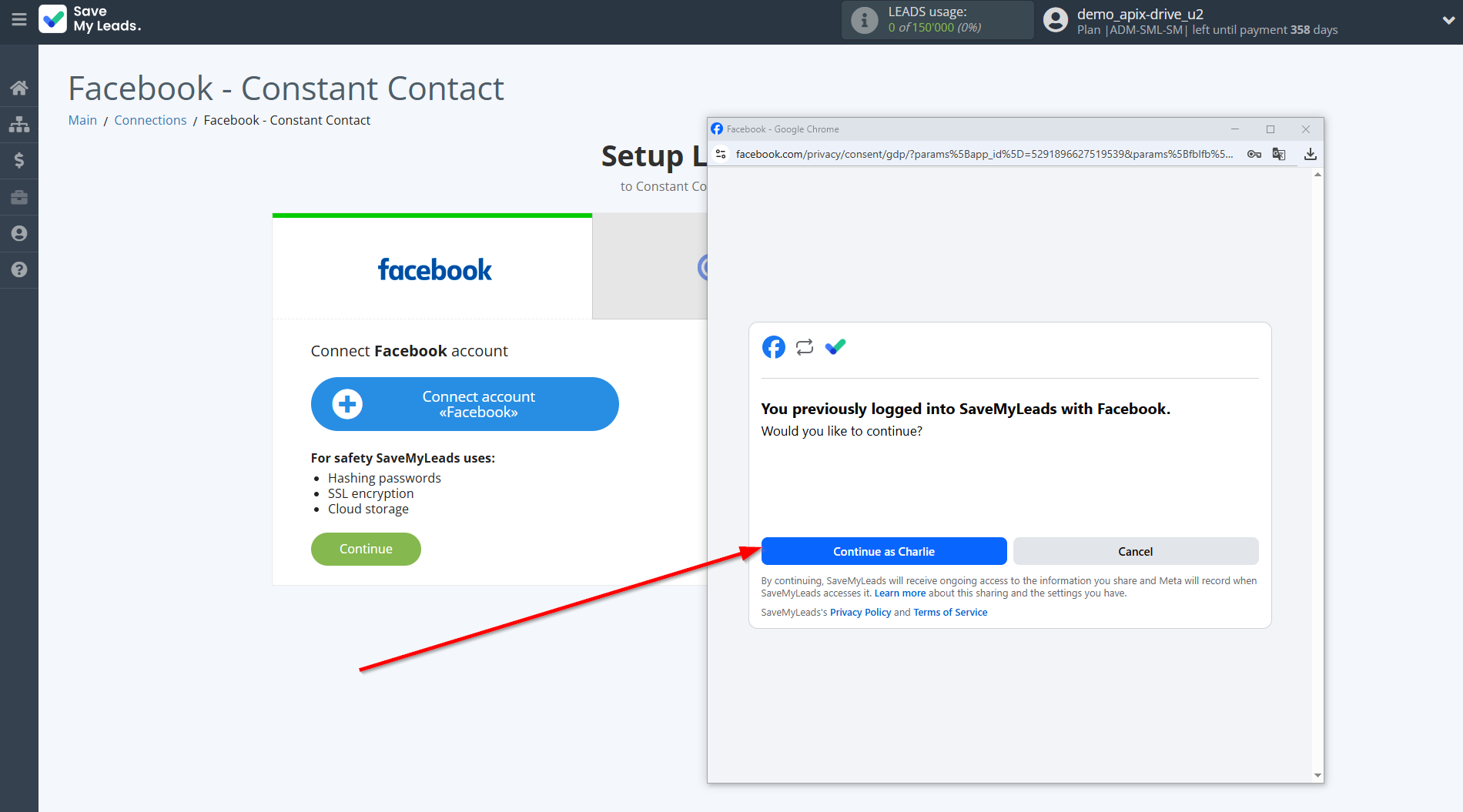 How to Connect Facebook with Constant Contact | Data Source account connection