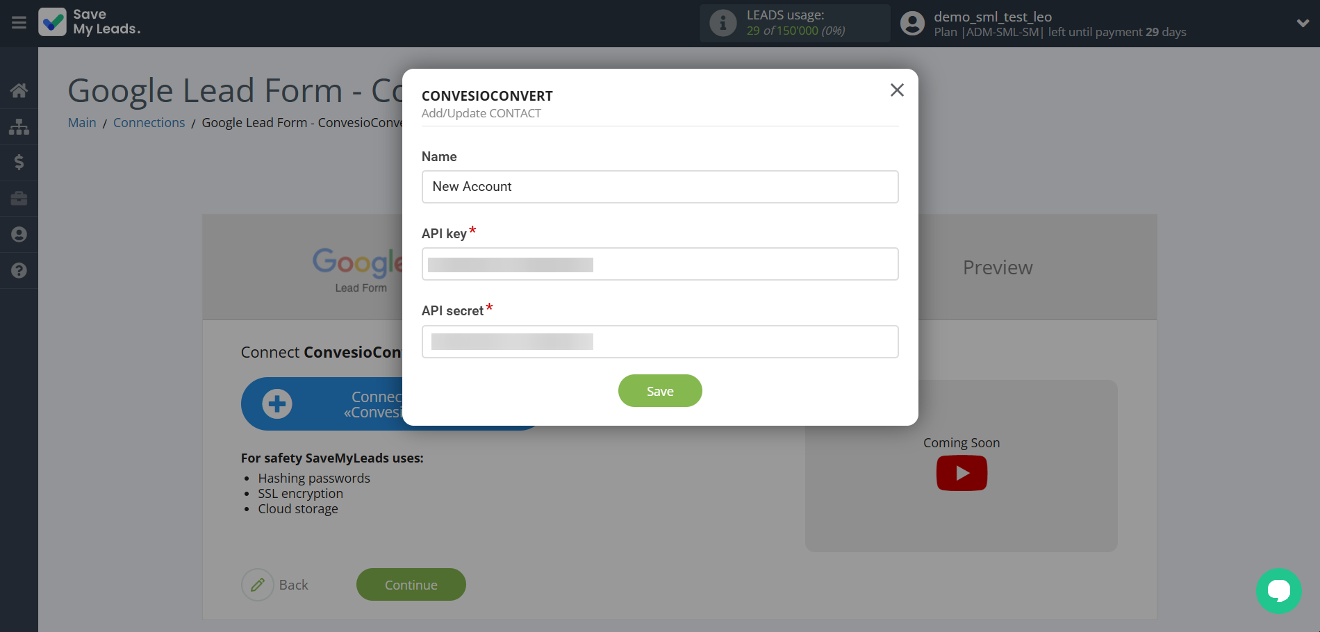 How to Connect Google Lead Form with ConvesioConvert | Data Destination account connection