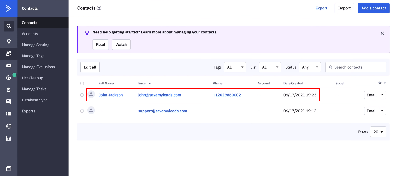 Facebook and ActiveCampaign integration | A new contact Facebook and ActiveCampaign integration | A new contact 
