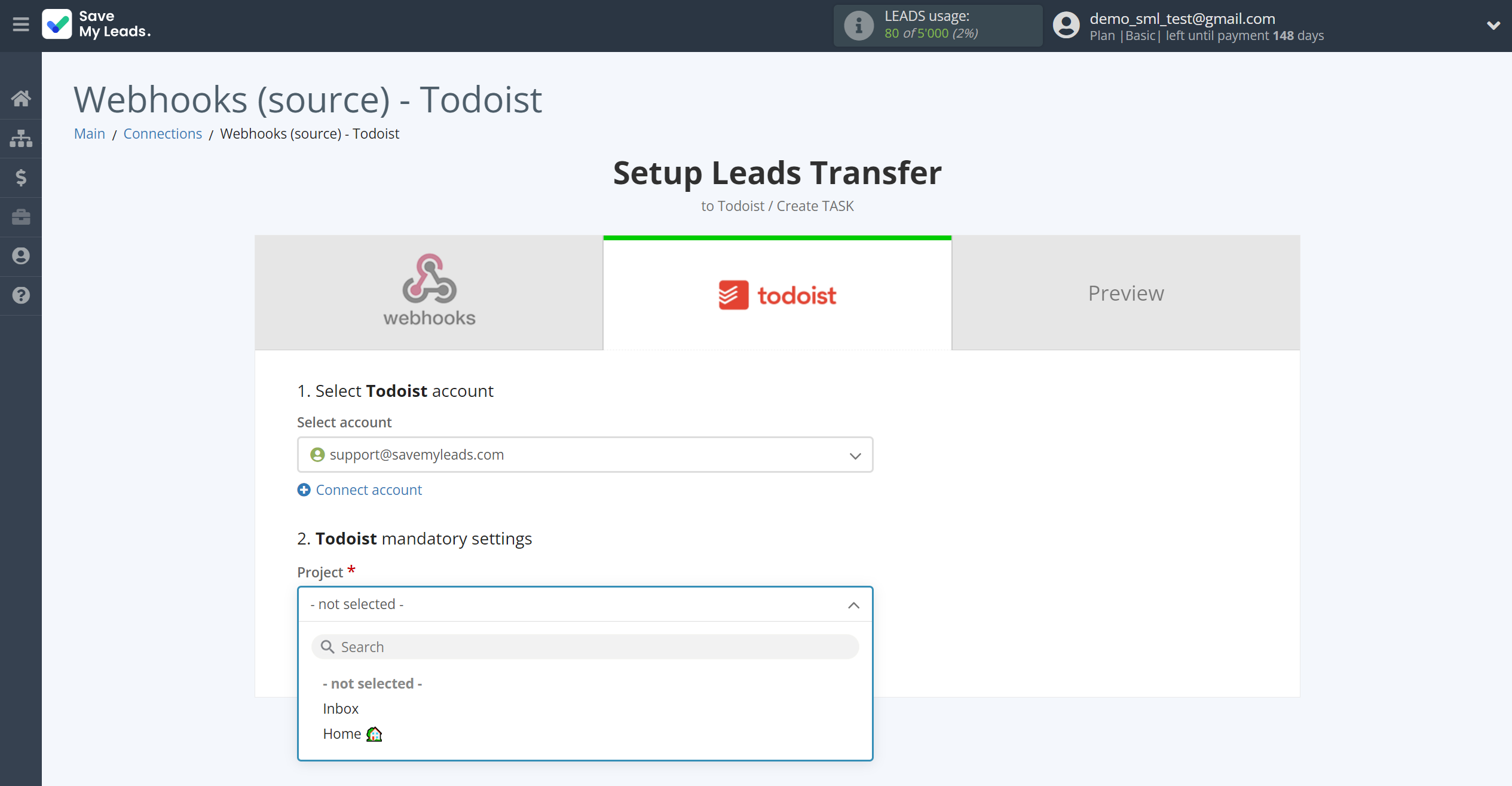 How to Connect Webhooks with Todoist | Assigning fields