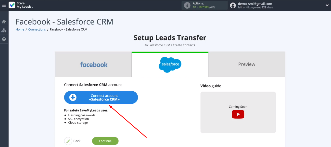 Facebook and Salesforce integration |&nbsp;Connect a Salesforce account to SML