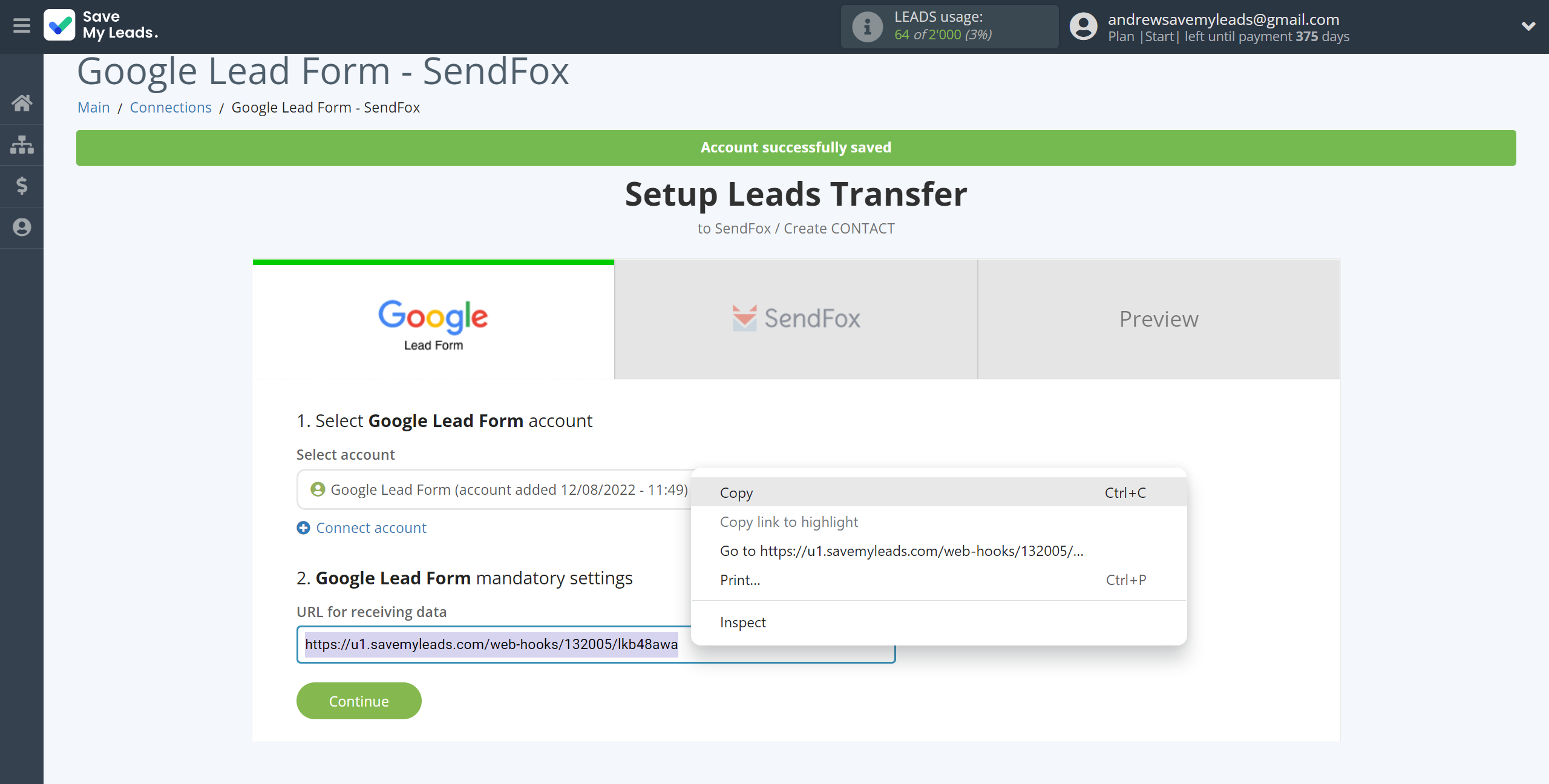 How to Connect Google Lead Form with SendFox | Data Source account connection