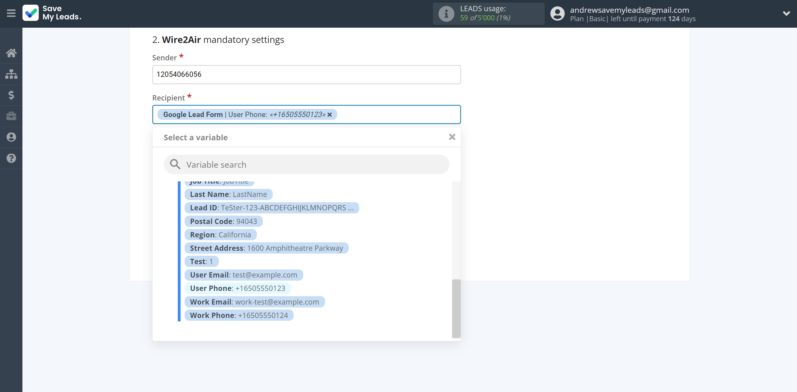 How to Connect Google Lead Form with Wire2Air | Assigning fields