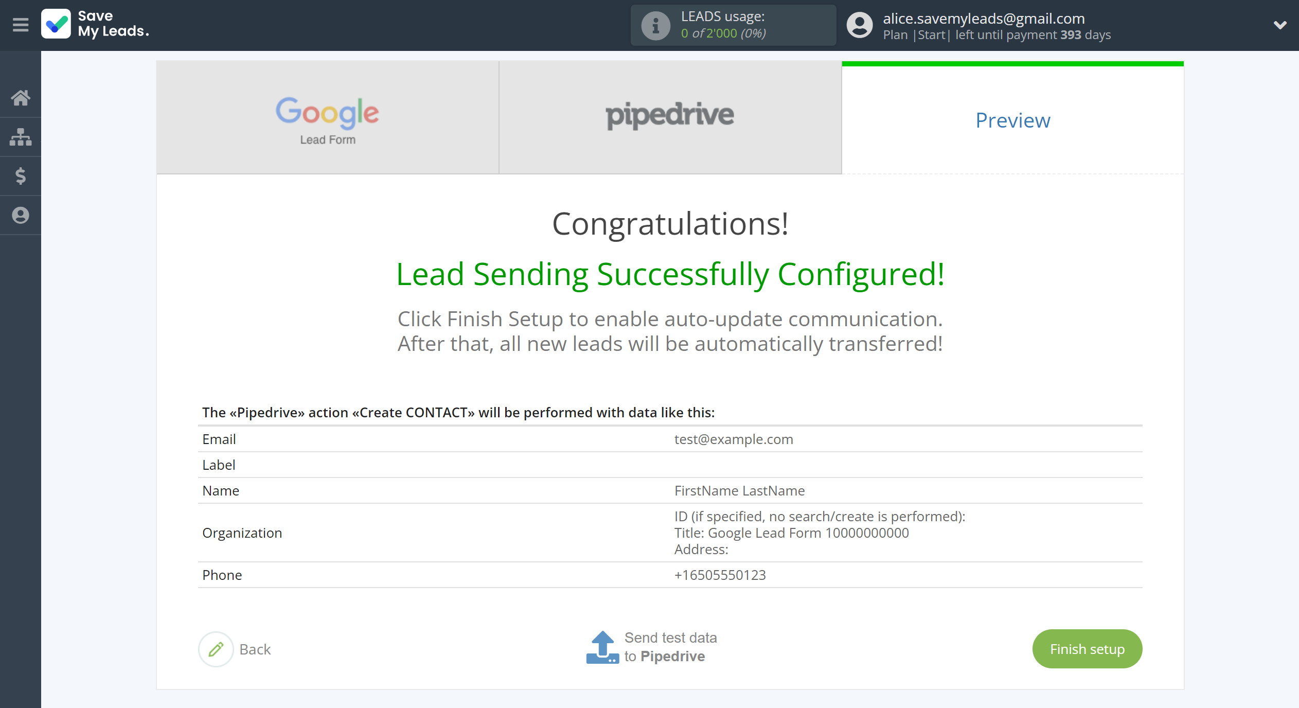 How to Connect Google Lead Form with Pipedrive Create Contacts | Test data