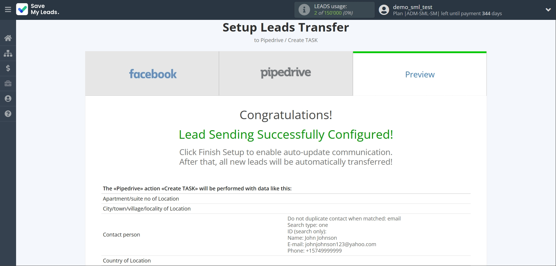 How to Connect Facebook  with Pipedrive Create Task | Test data How to Connect Facebook  with Pipedrive Create Task | Test data