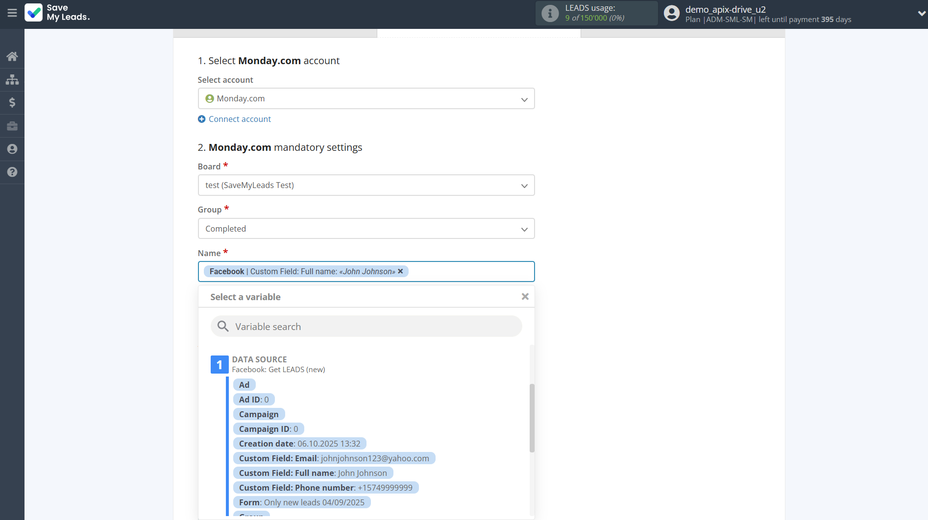 How to Connect Facebook with Monday.com | Assigning fields How to Connect Facebook with Monday.com | Assigning fields