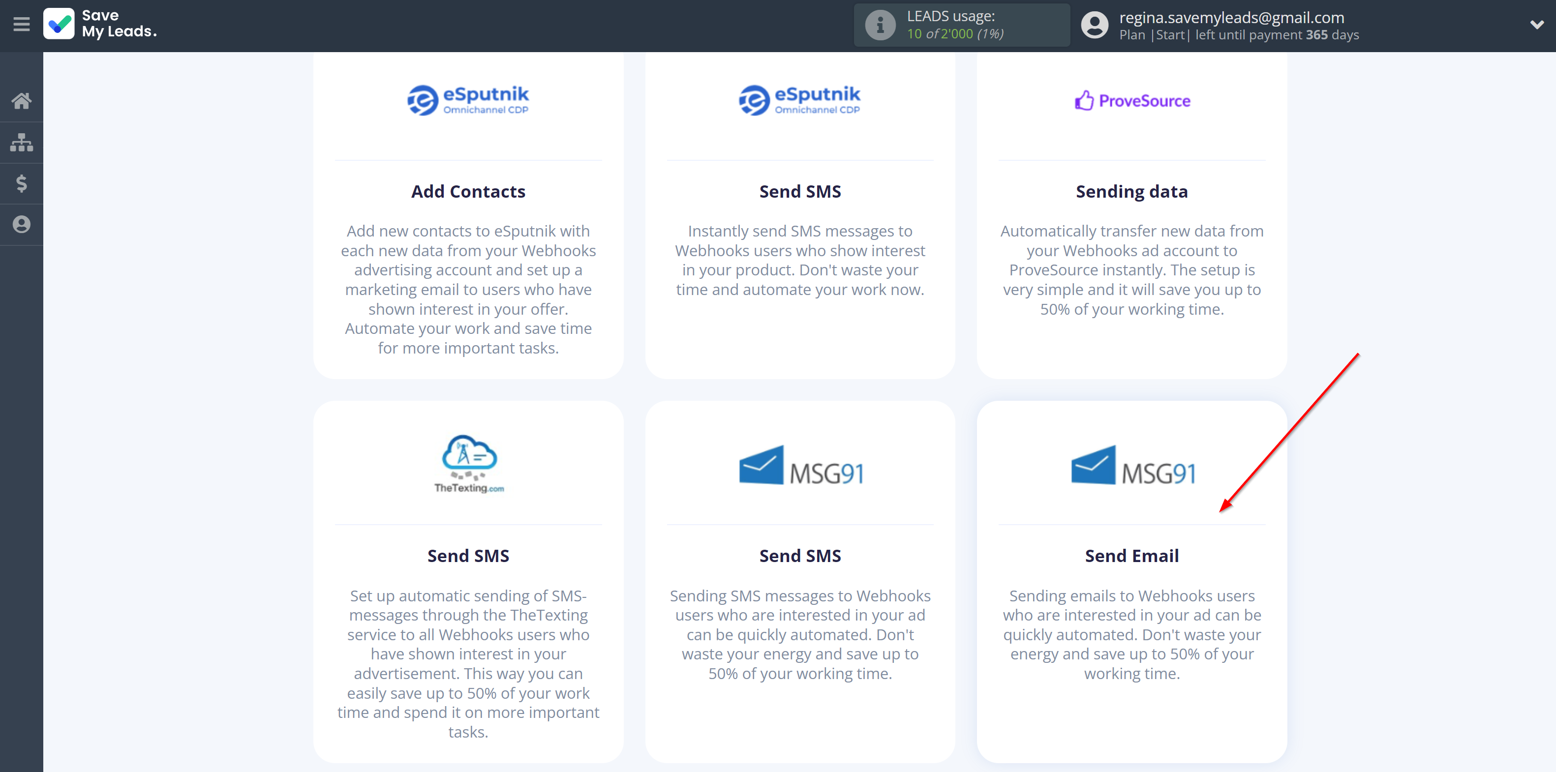 How to Connect Webhooks with MSG91 Send Email | Data Destination system selection