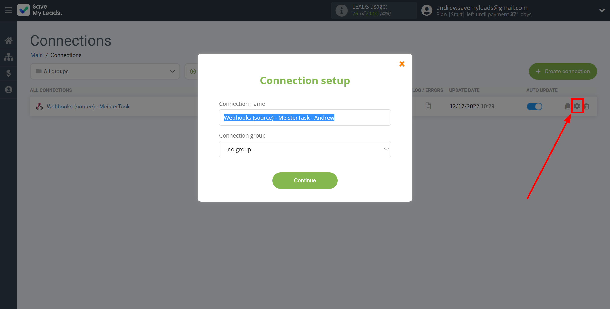 How to Connect Webhooks with MeisterTask | Name and group connection