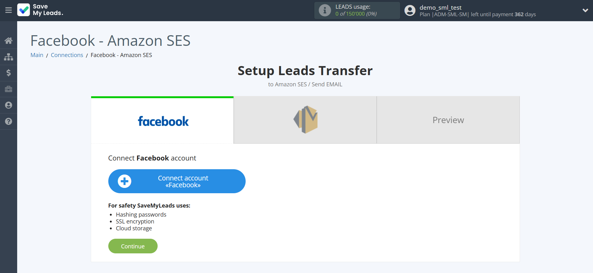 How to Connect Facebook with Amazon SES| Data Source account connection