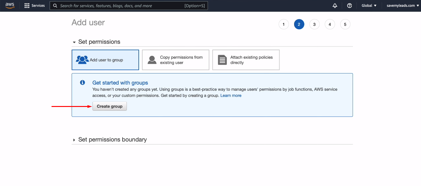 Facebook and Amazon SES integration | Click "Create group" Facebook and Amazon SES integration | Click "Create group"