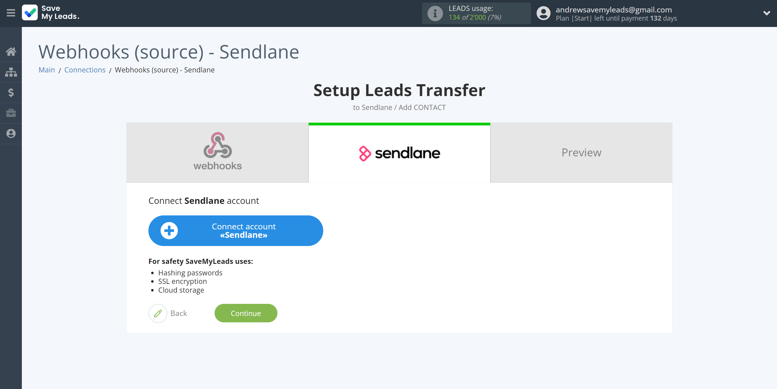 How to Connect Webhooks with Sendlane Add Contacts | Data Destination account connection