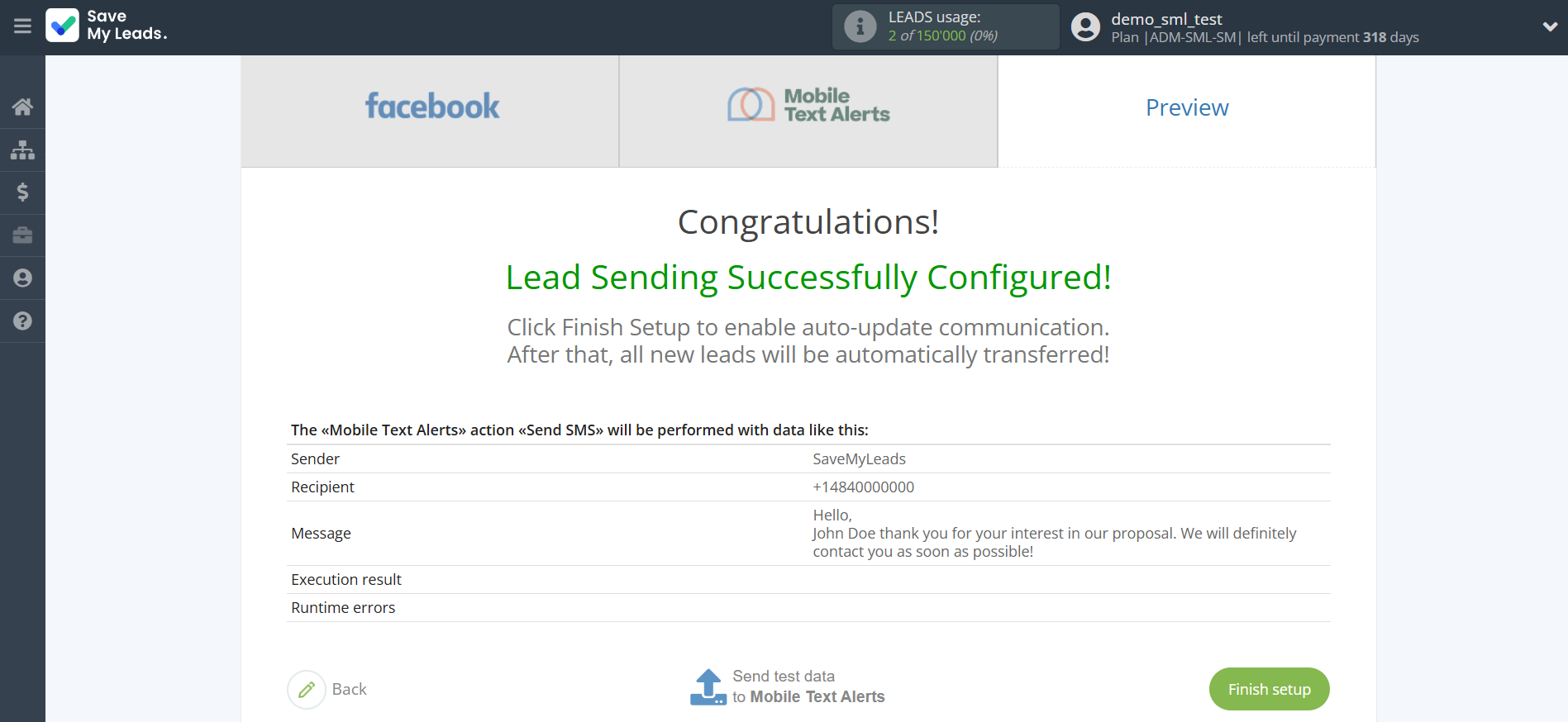 How to Connect Facebook with Mobile Text Alerts | Test data How to Connect Facebook with Mobile Text Alerts | Test data