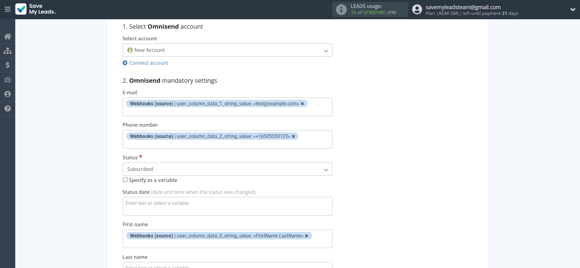How to Connect Webhooks with Omnisend Create Contacts | Assigning fields How to Connect Webhooks with Omnisend Create Contacts | Assigning fields