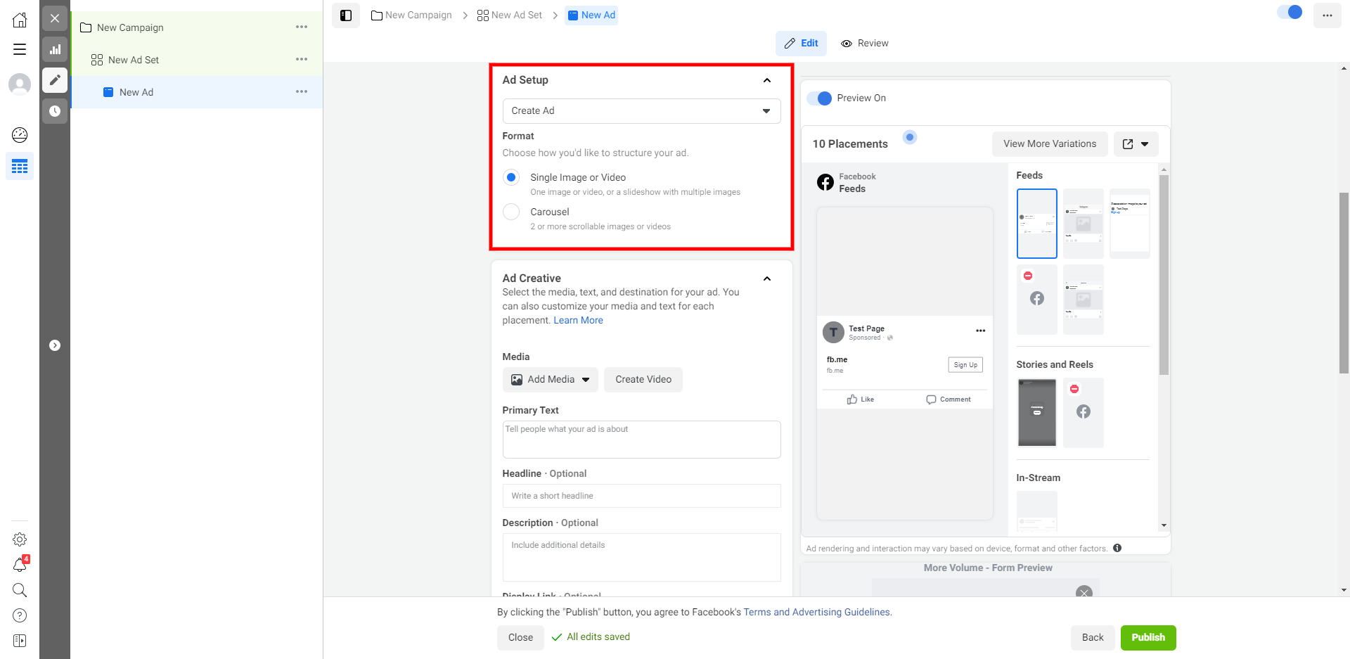 How to Set Up Facebook Lead Form Ads | Specifying the basic ad settings