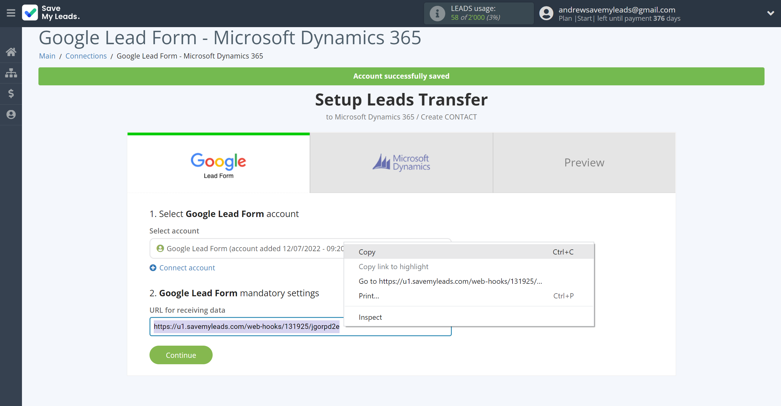 How to Connect Google Lead Form with Microsoft Dynamics 365 Create Contacts | Data Source account connection