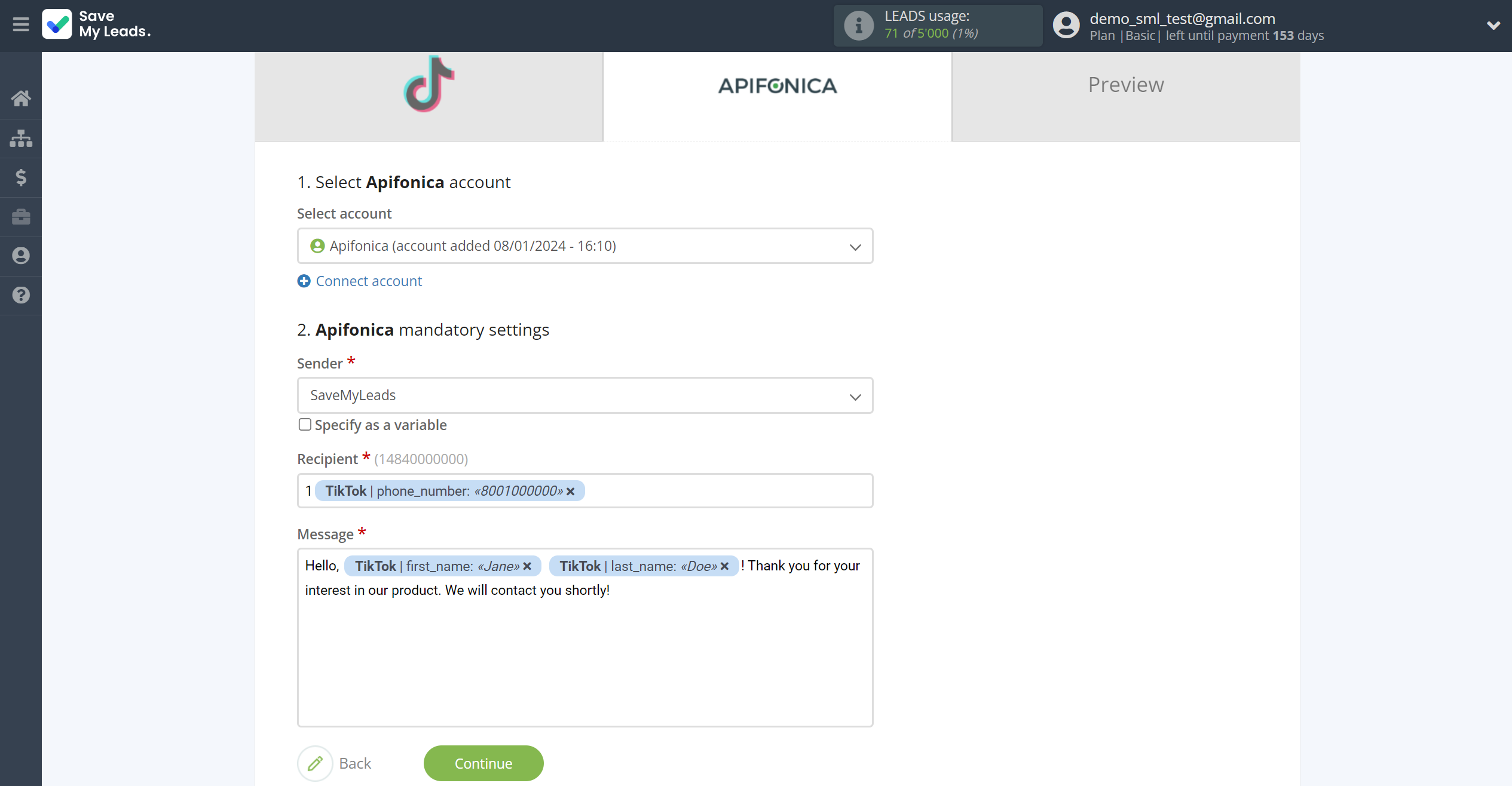 How to Connect TikTok with Apifonica | Assigning fields