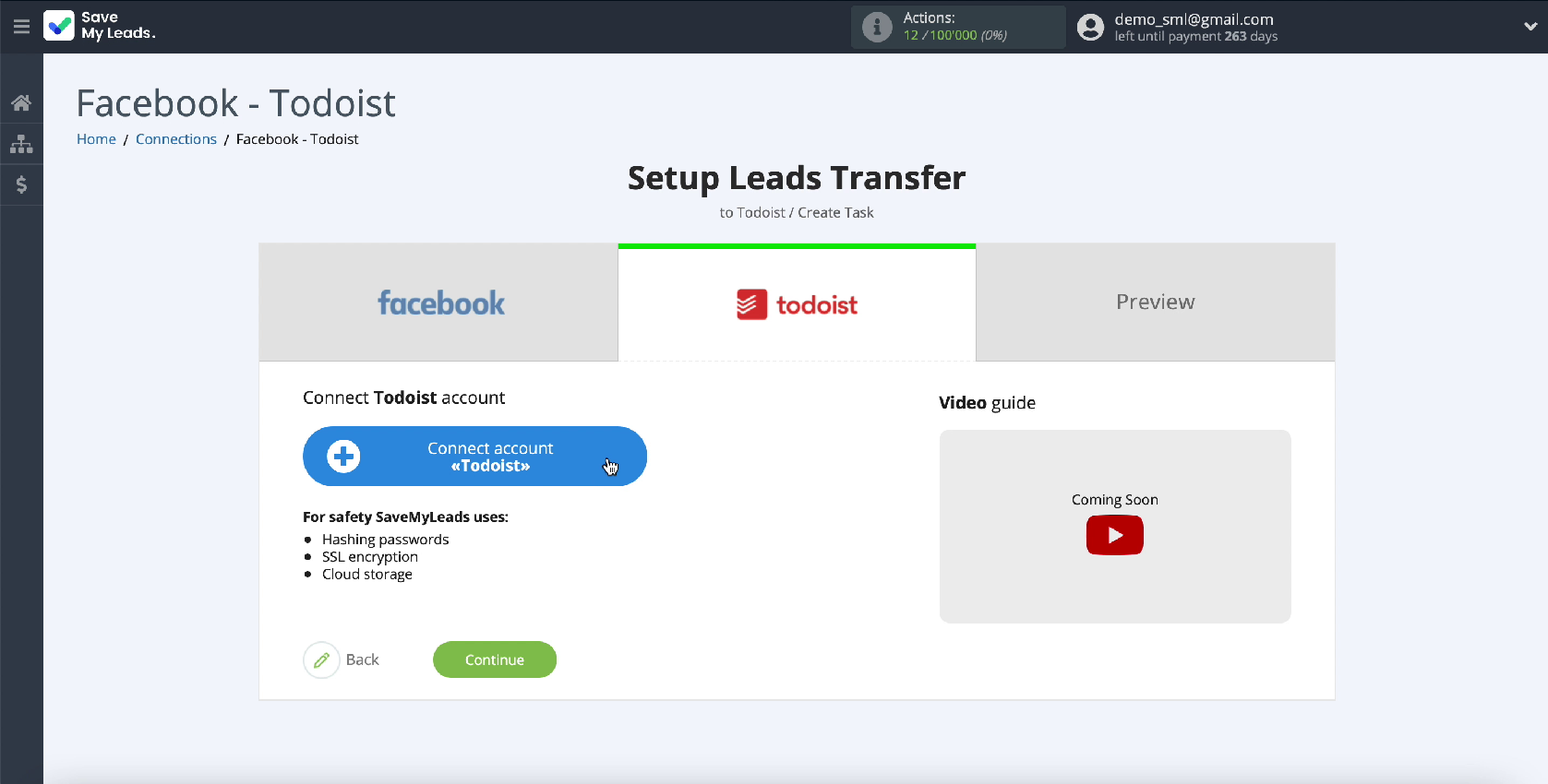 How to Create Todoist Tasks from New Facebook Leads | Connect your Todoist account to SaveMyLeads