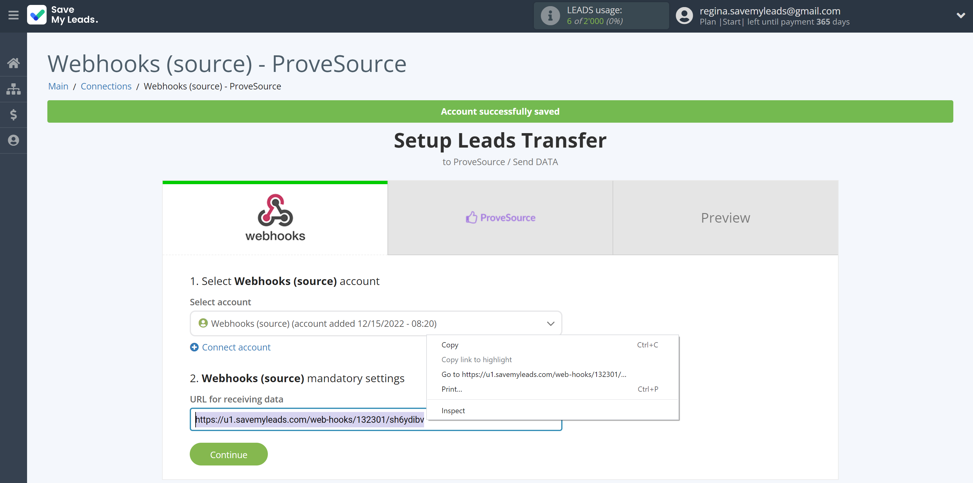 How to Connect Webhooks with ProveSource | Data Source account connection