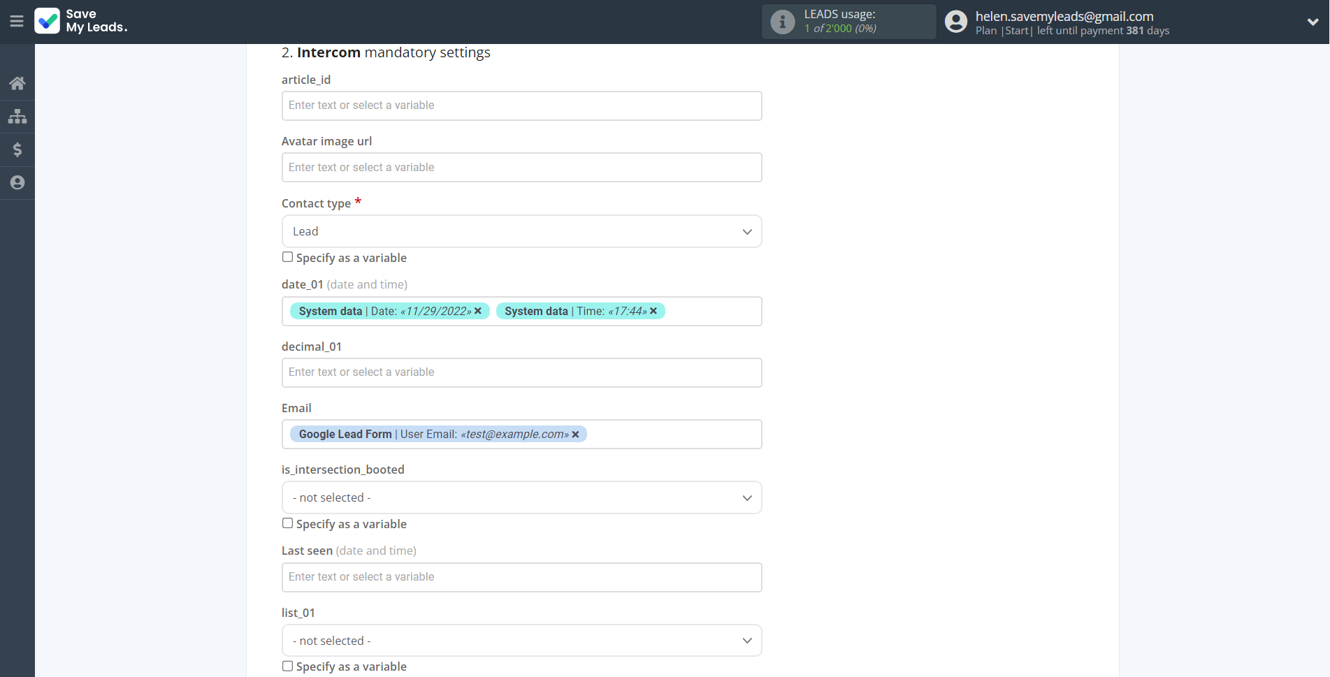 How to Connect Google Lead Form with Intercom | Assigning fields